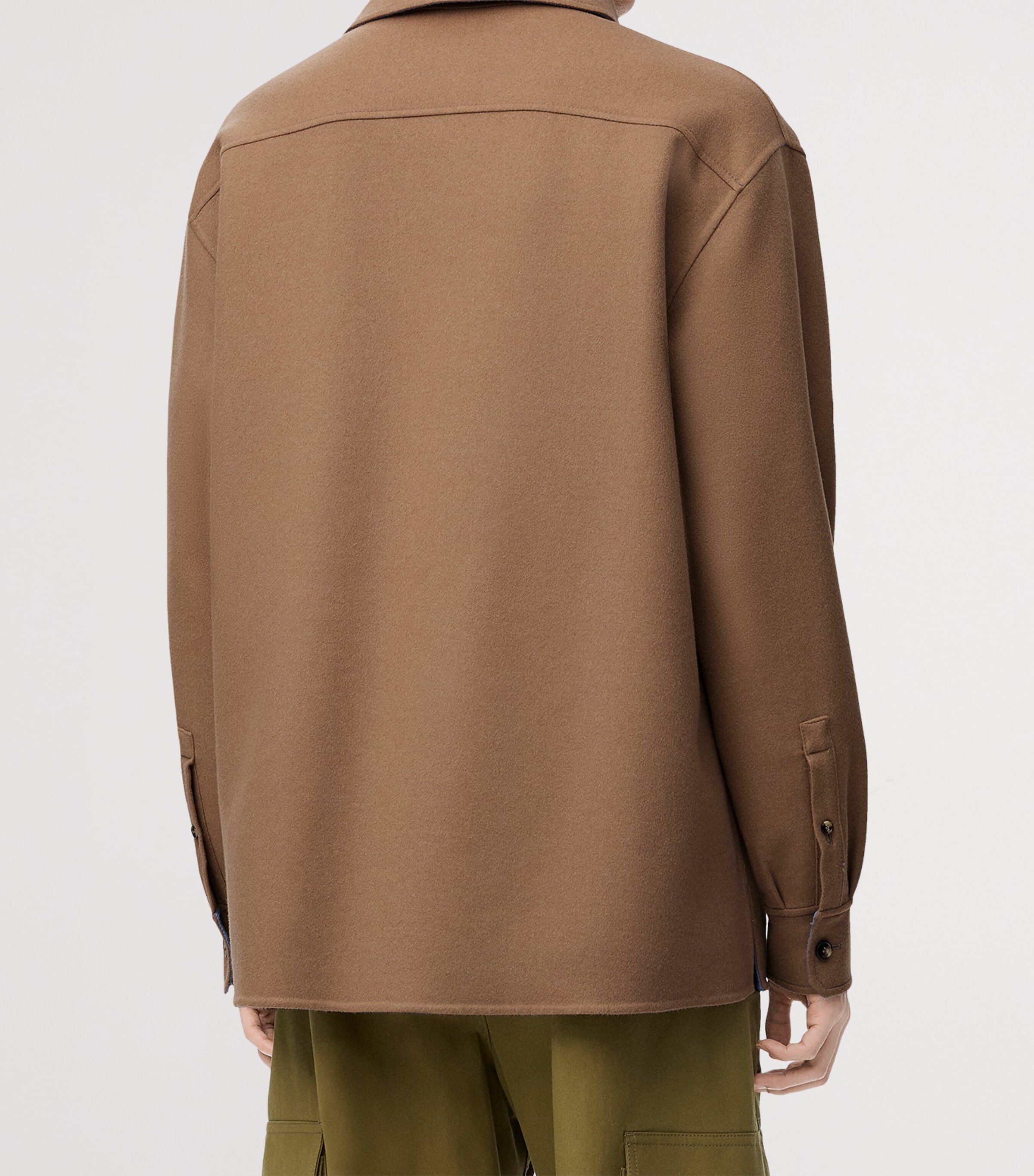Wool-Cashmere Anagram Overshirt CAMEL/BLUE Image 3
