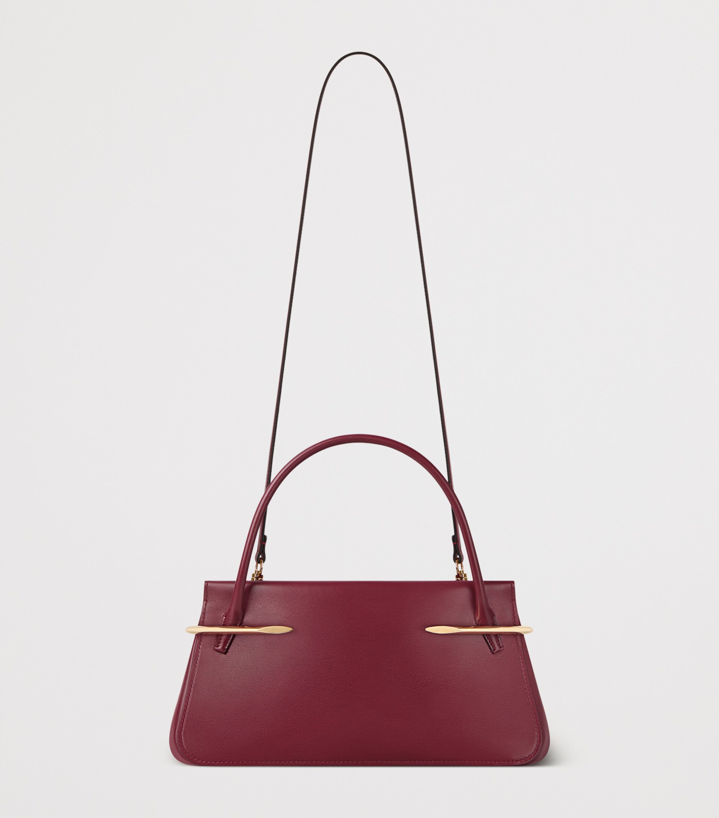 Medium Leather Pinch Top-Handle Bag BURGUNDY Image 4