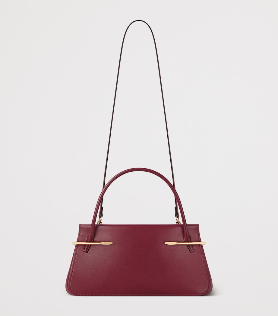 Medium Leather Pinch Top-Handle Bag BURGUNDY Image 4