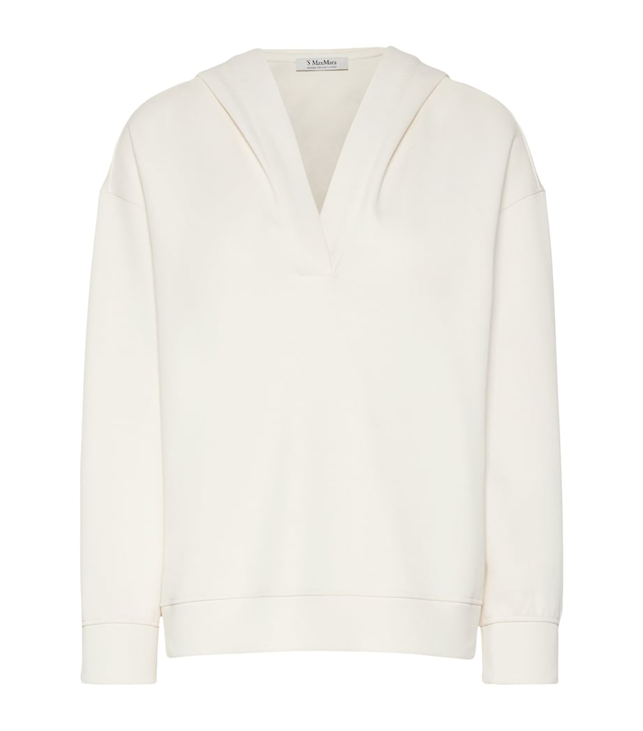Max Mara Womens Hooded V-Neck Sweatshirt Natural Image 1