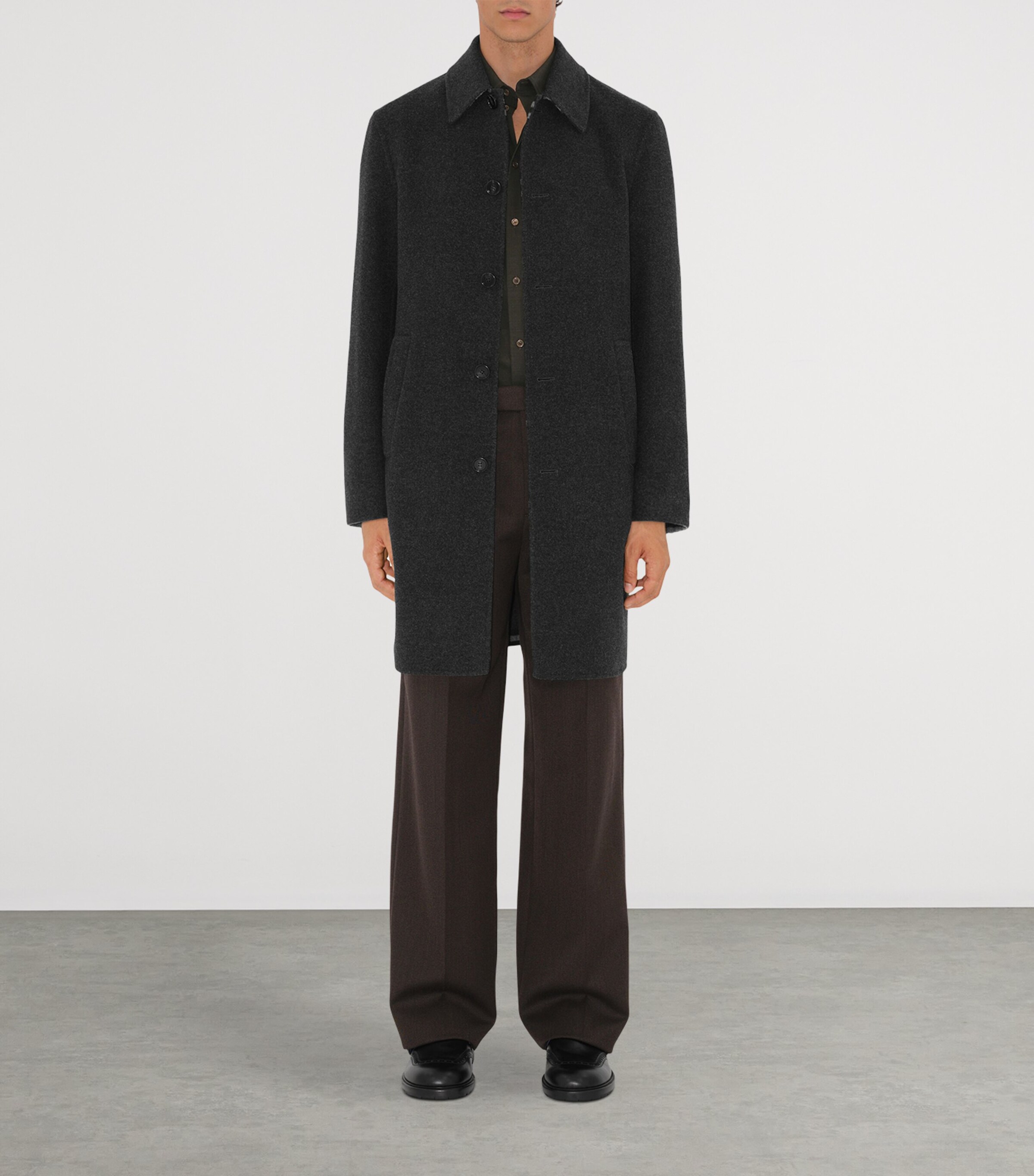 Burberry Mens Wool Mid-Length Car Coat Charcoal/charcoal Ck Image 2