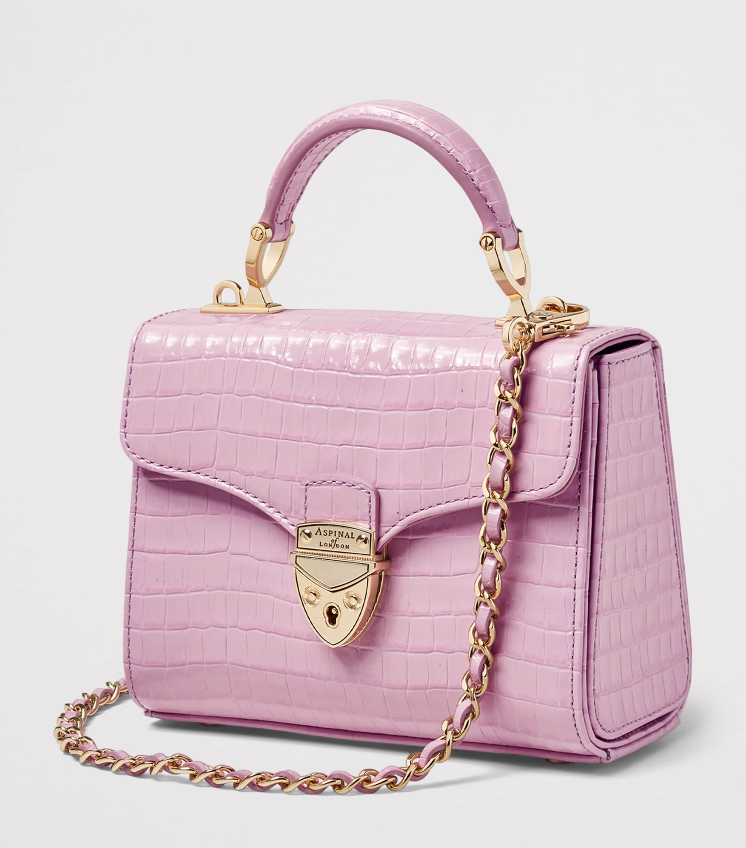 Aspinal Of London Mini Leather Mayfair Top-Handle Bag Lilac Image 3