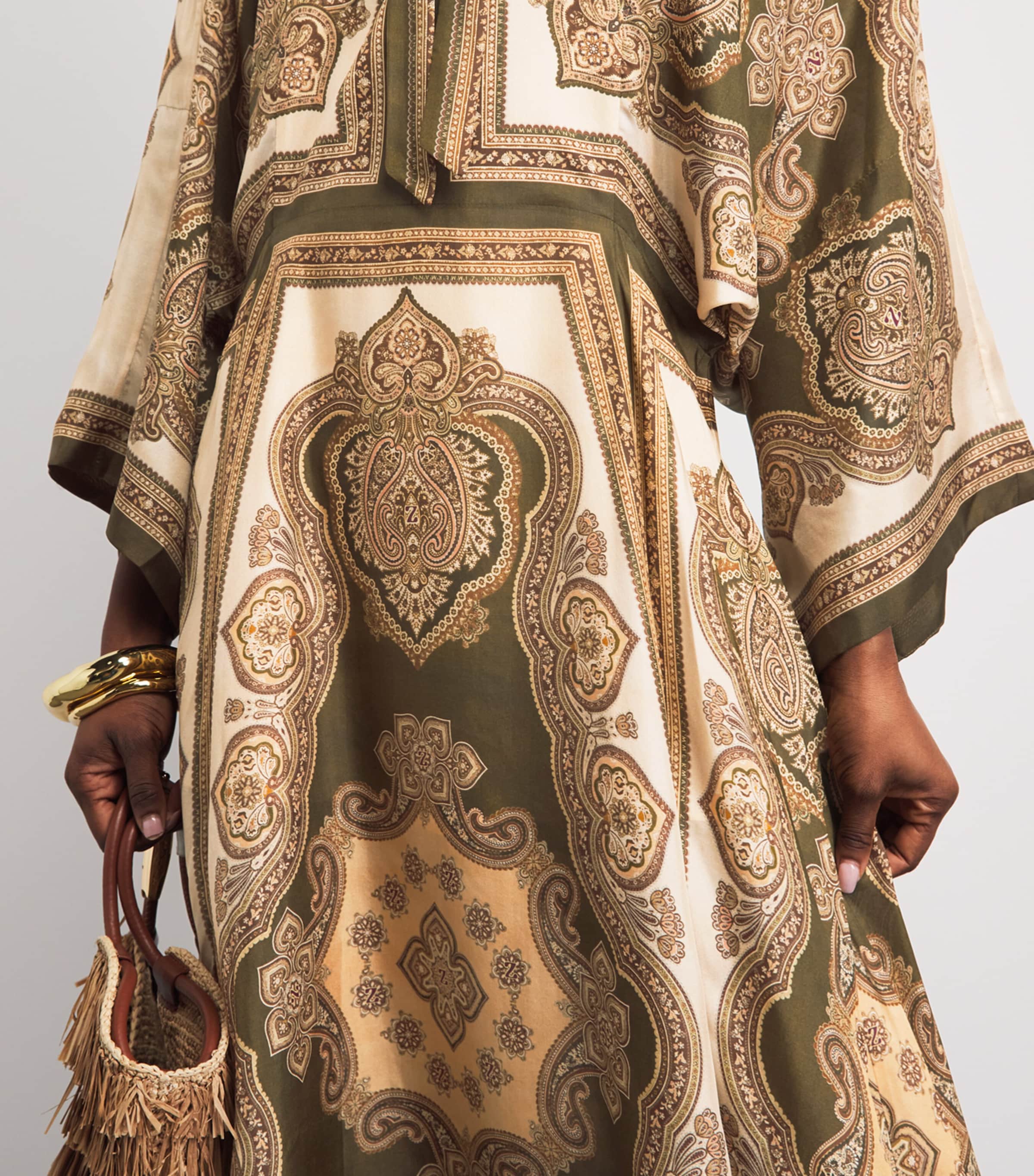 Zimmermann Womens Printed Mahon Tunic Midi Dress Olp Olive Paisley Image 3