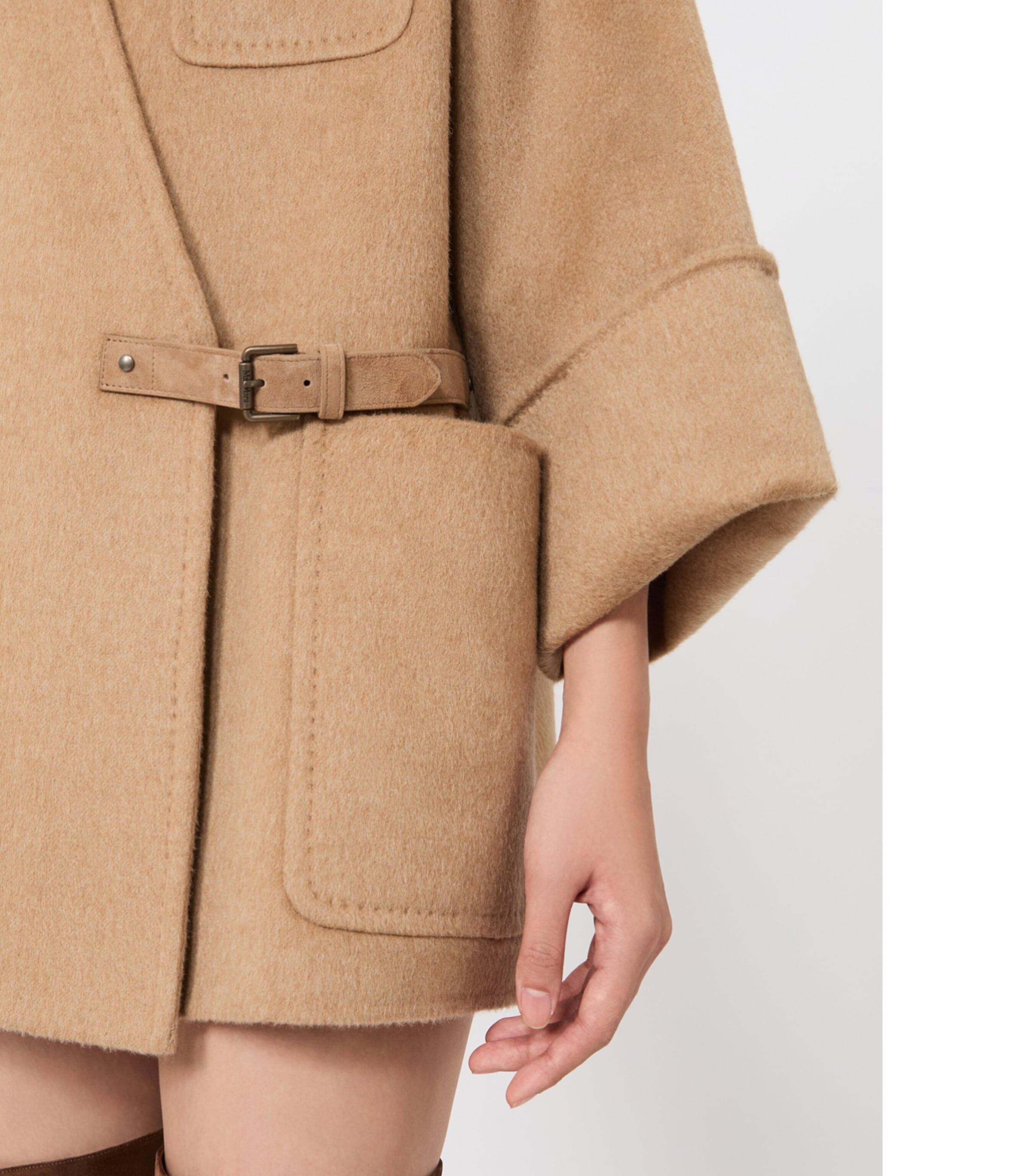 Max Mara Womens Camel-Wool Short Belted Coat Camel Image 5