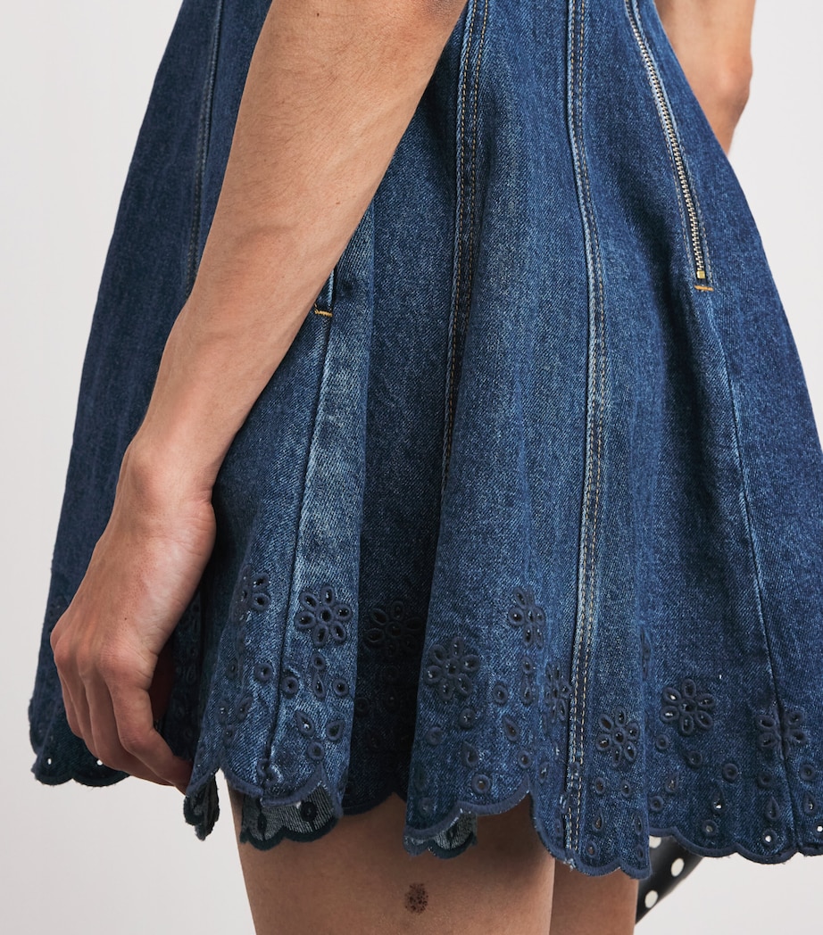 Self-Portrait Womens Denim Flared Mini Dress Blue Image 3