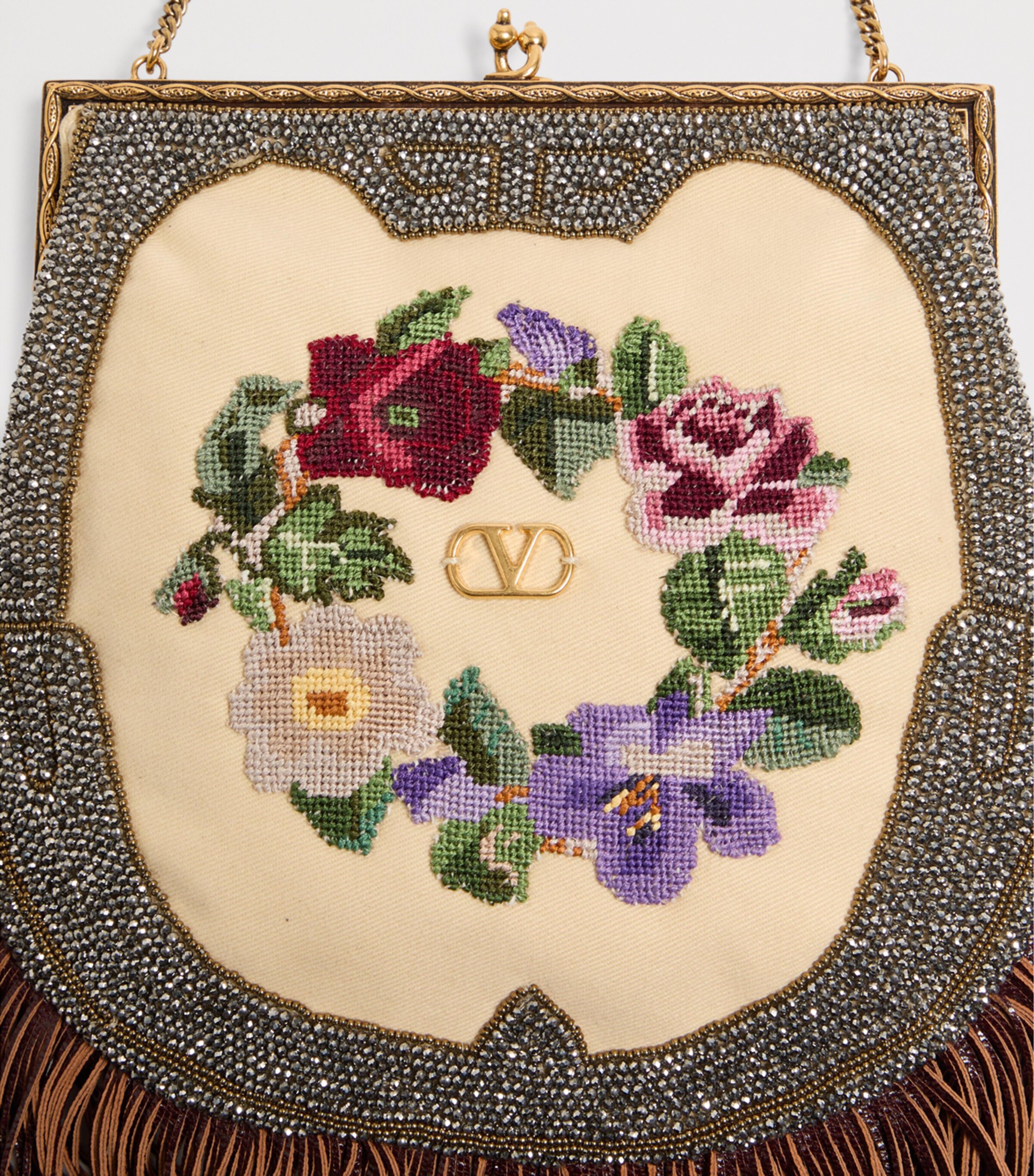 Valentino Garavani Embellished Floral Shoulder Bag | Harrods UK