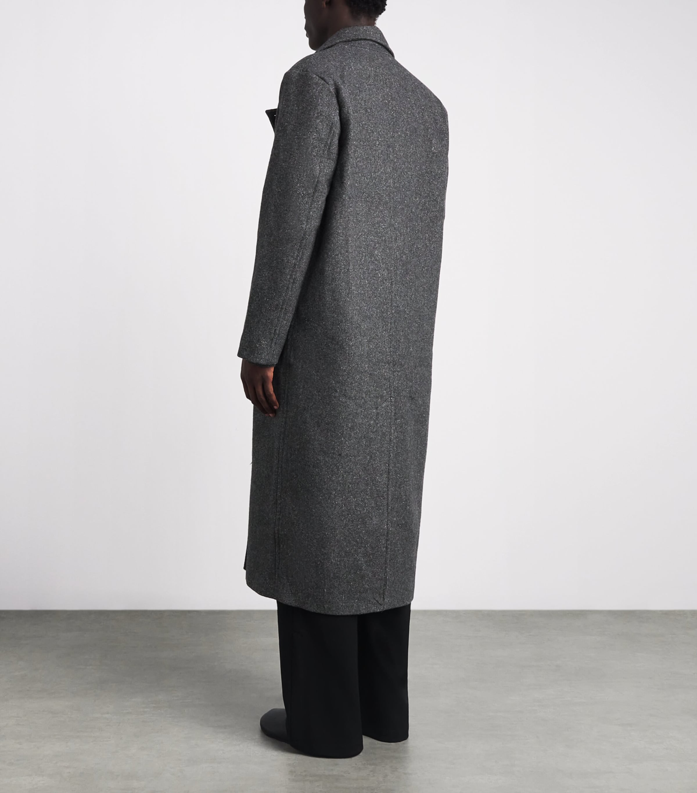 Samsøe Samsøe Mens Wool-Blend Savince Overcoat Dark Grey Mel. Image 5