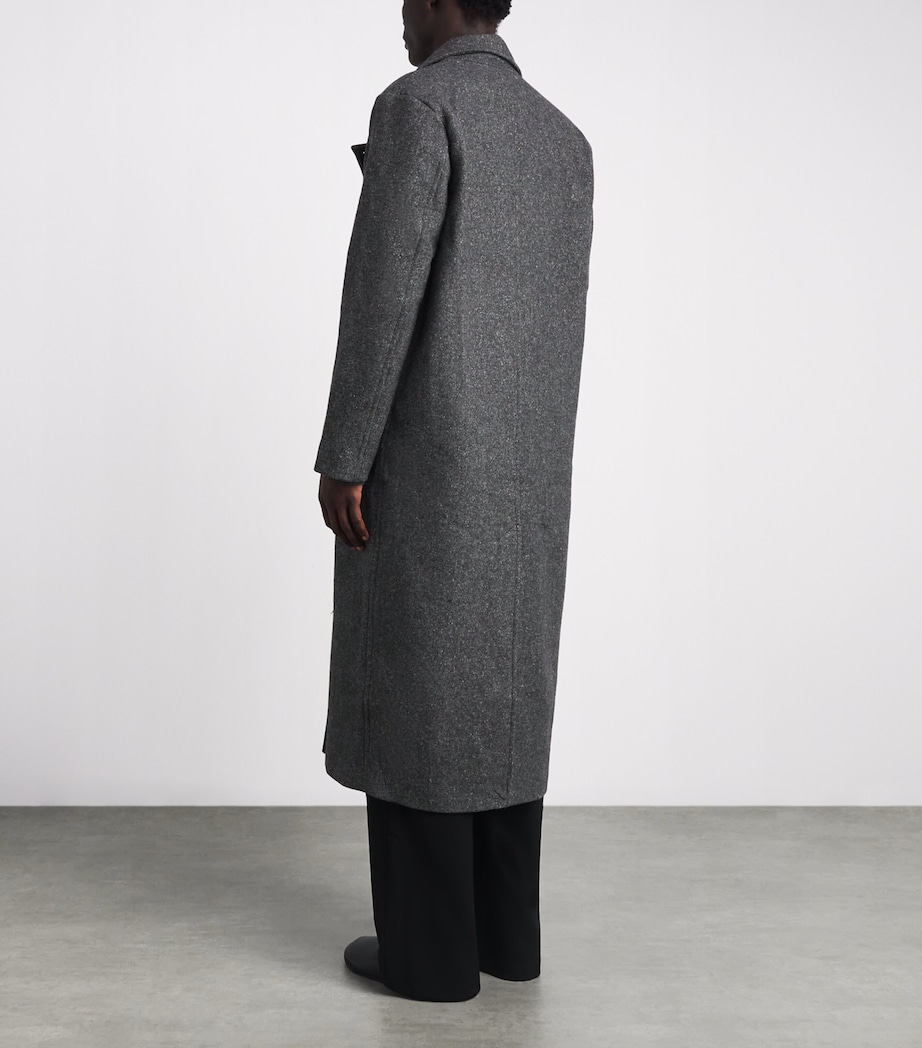 Samsøe Samsøe Mens Wool-Blend Savince Overcoat Dark Grey Mel. Image 5