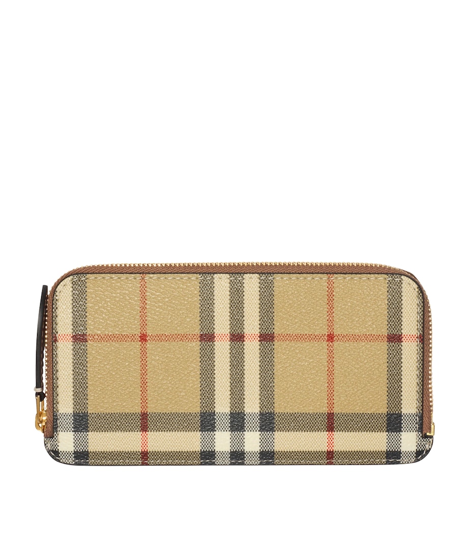 Large Check Zip Card Holder VNTG CHK/BRIAR BROWN Image 1