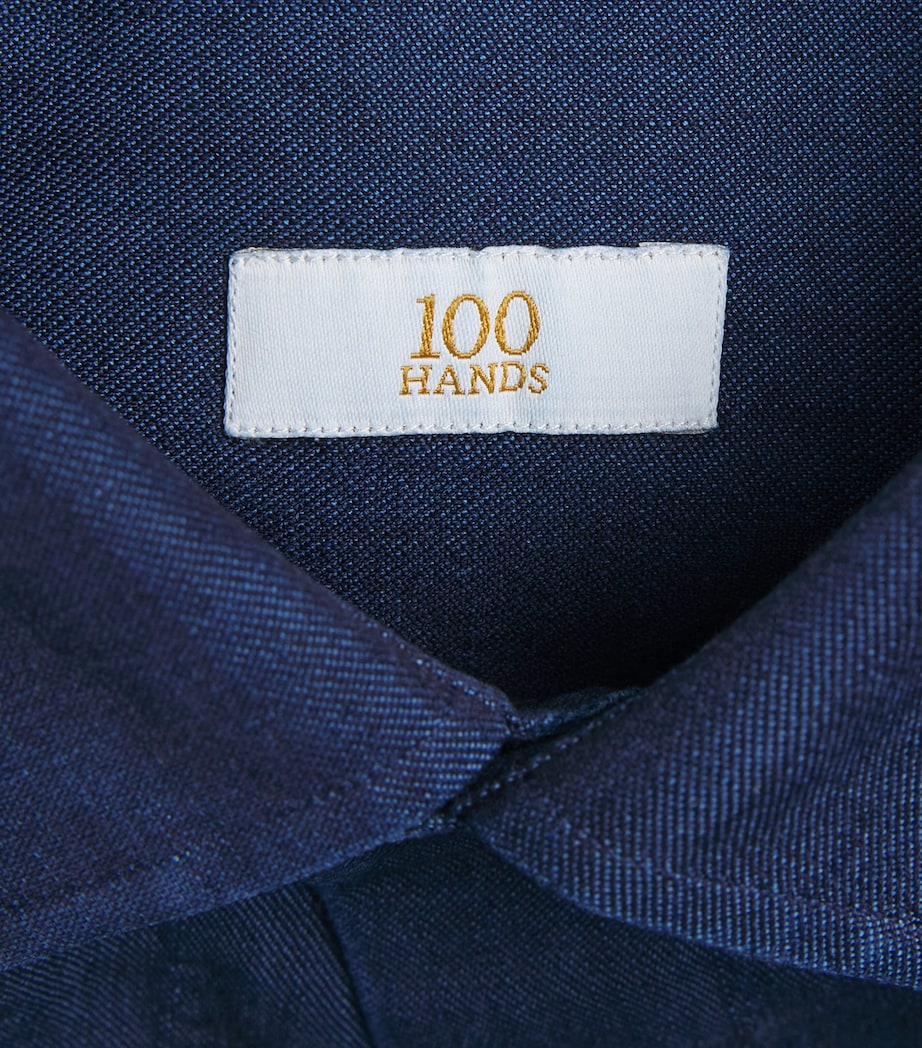 100HANDS Mens Denim Washed Shirt Dark Indigo Image 6