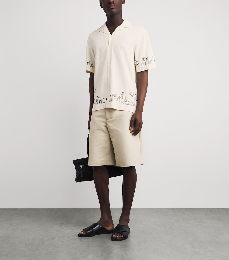 Paul Smith Mens Embroidered Short-Sleeve Shirt White Image 2