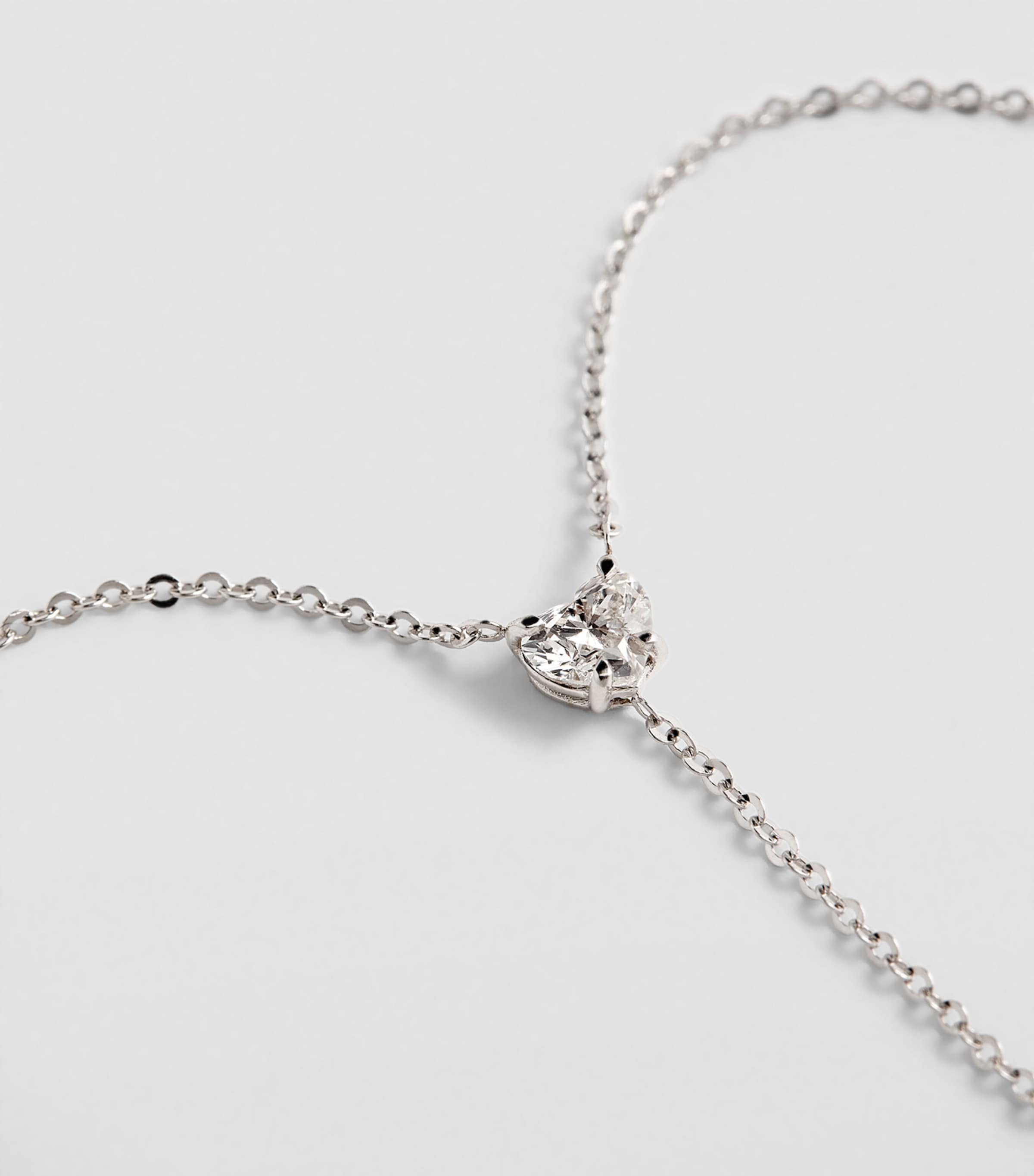 White Gold and Diamond Heart Lariat Necklace WHITE GOLD Image 5