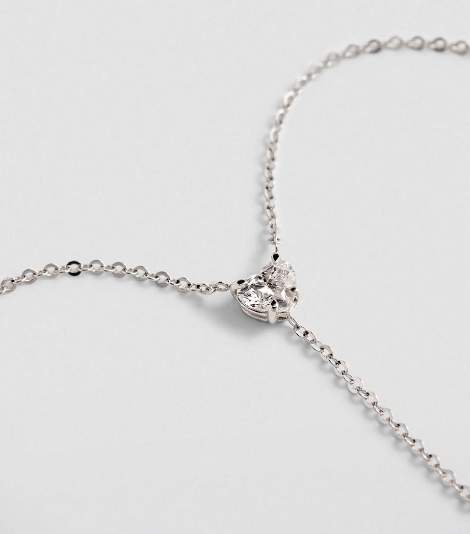 White Gold and Diamond Heart Lariat Necklace WHITE GOLD Image 5
