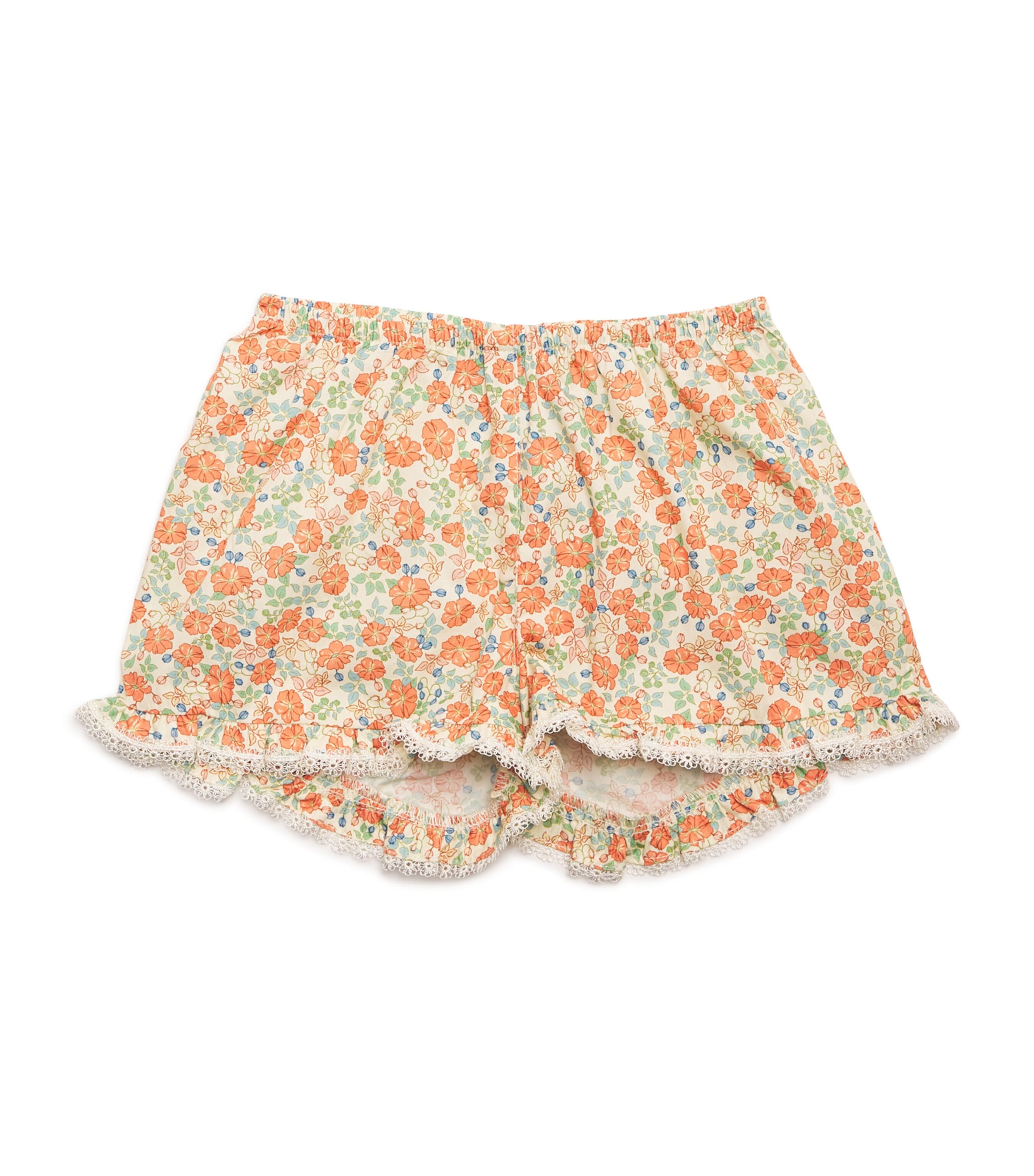 Shop Konges Slojd Organic Cotton Floral Verbena Shorts In Orange