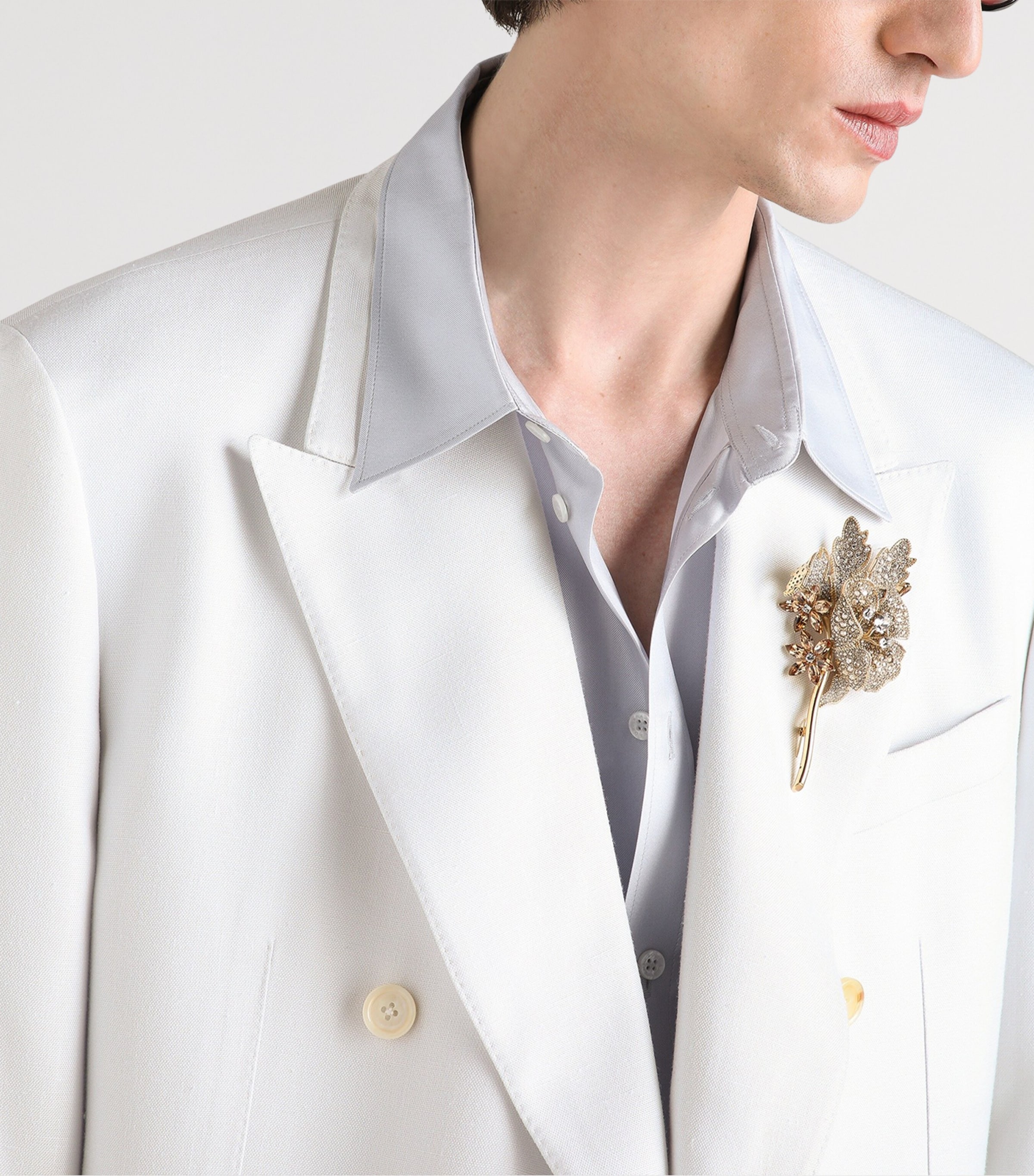 Dolce&Gabbana Mens Double-Breasted Blazer White Image 5