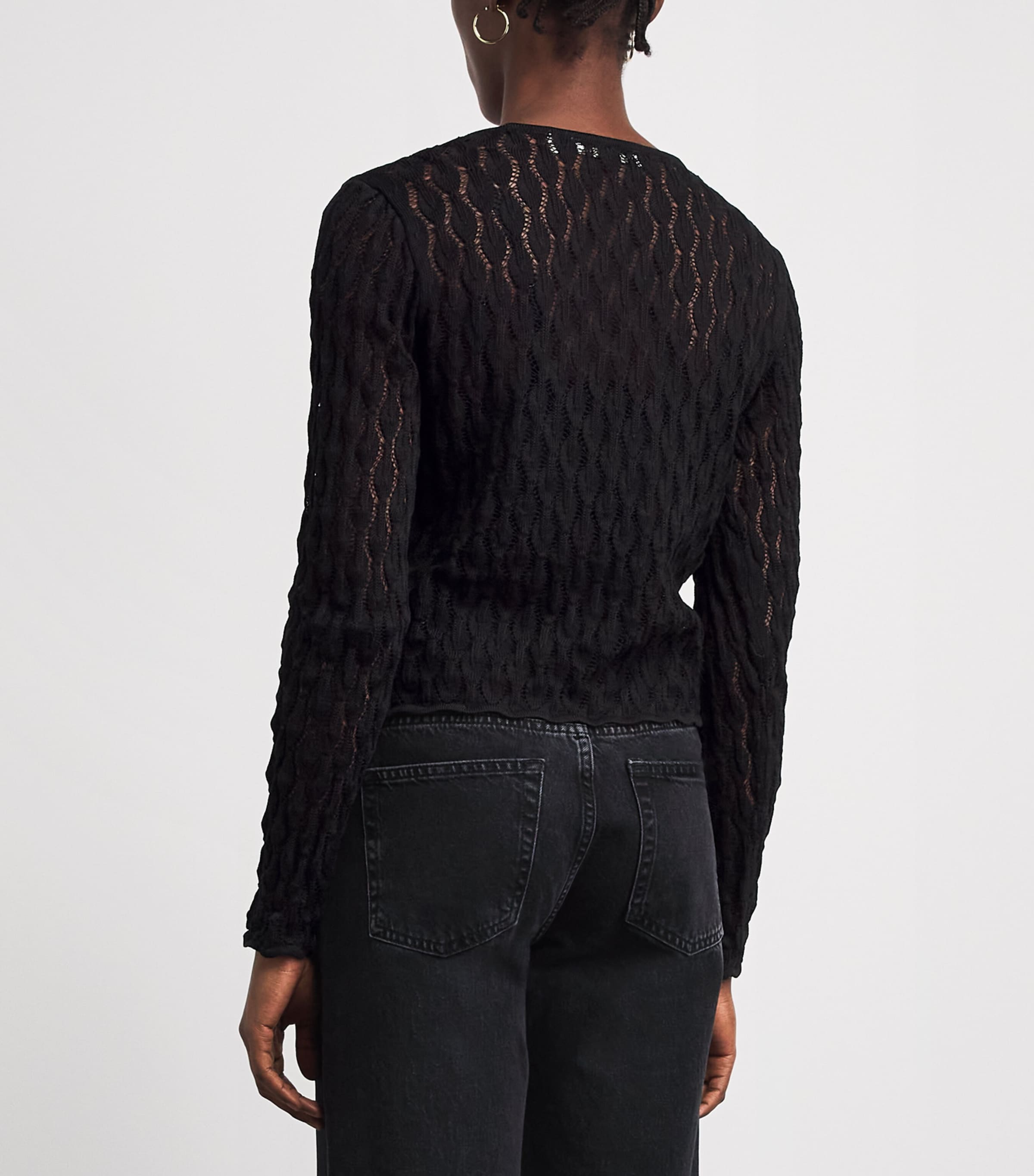 FRAME Womens Cotton The Getaway Cardigan Black Image 5