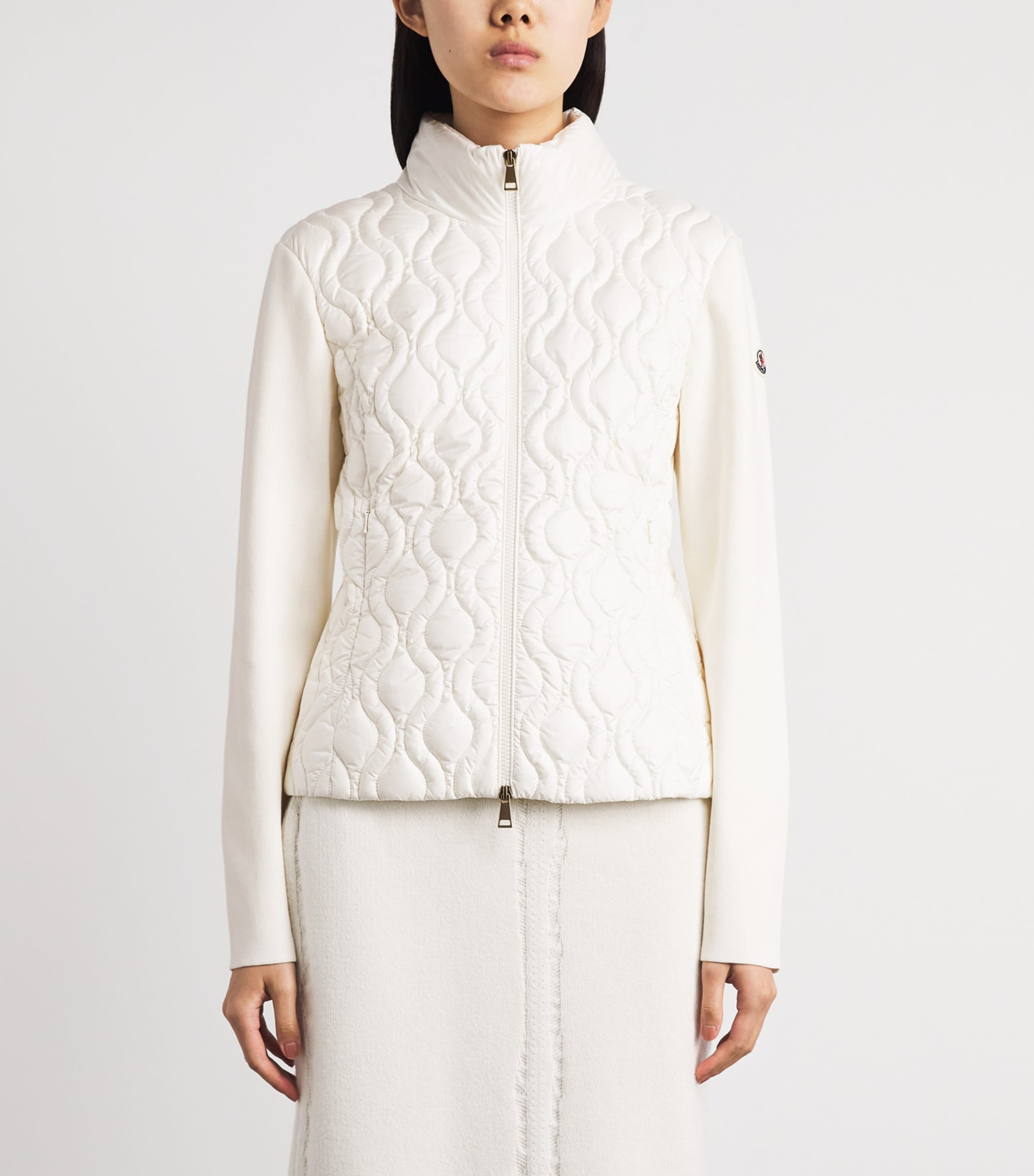 Moncler Womens Cotton Quilted Hybrid Cardigan Image 4