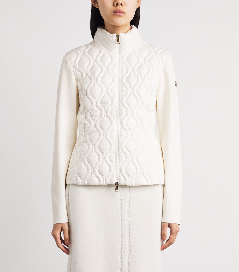 Moncler Womens Cotton Quilted Hybrid Cardigan Image 4