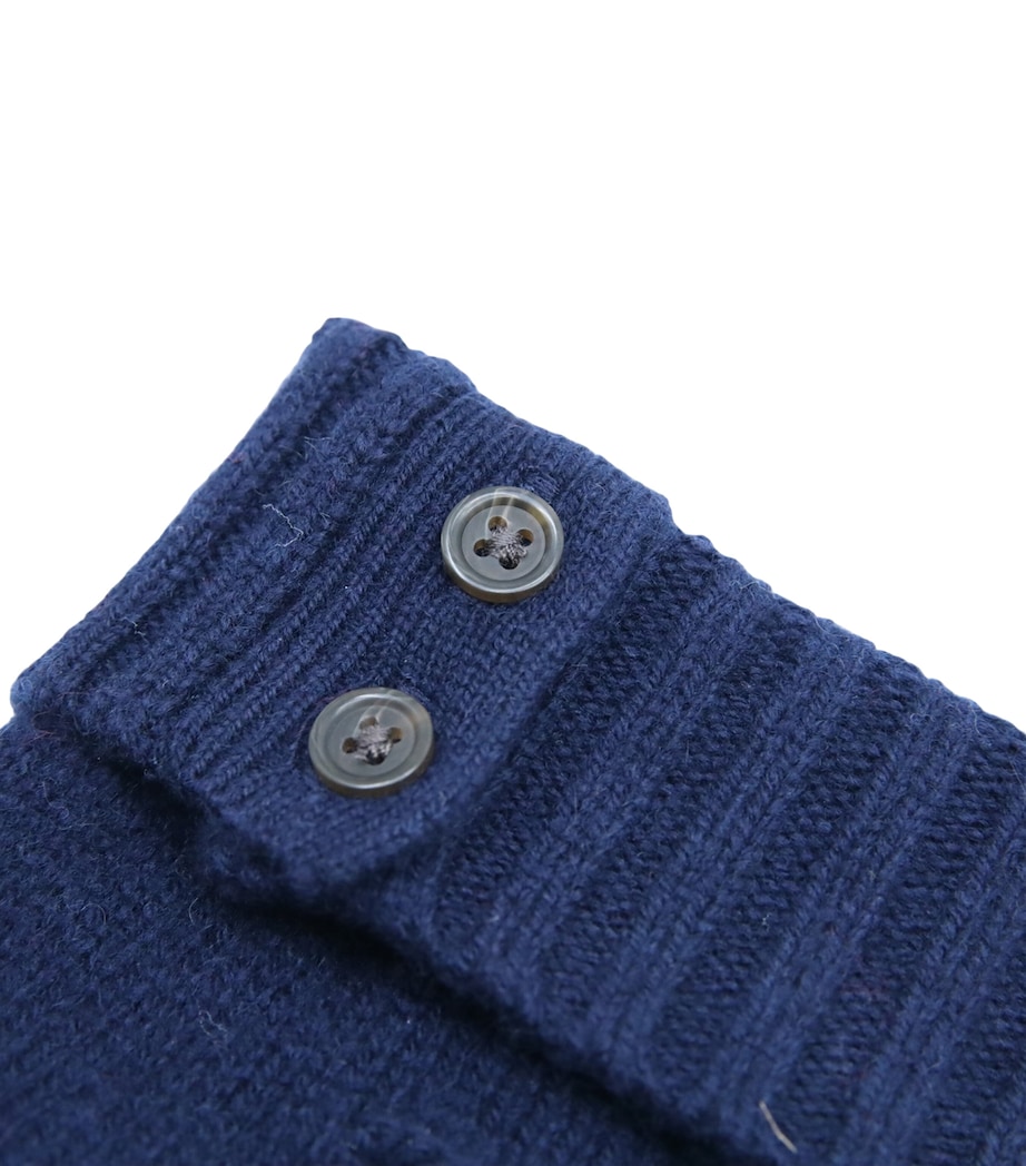 Wool-Cashmere Polo Bear Dog Sweater (S) HUNTER NAVY Image 4