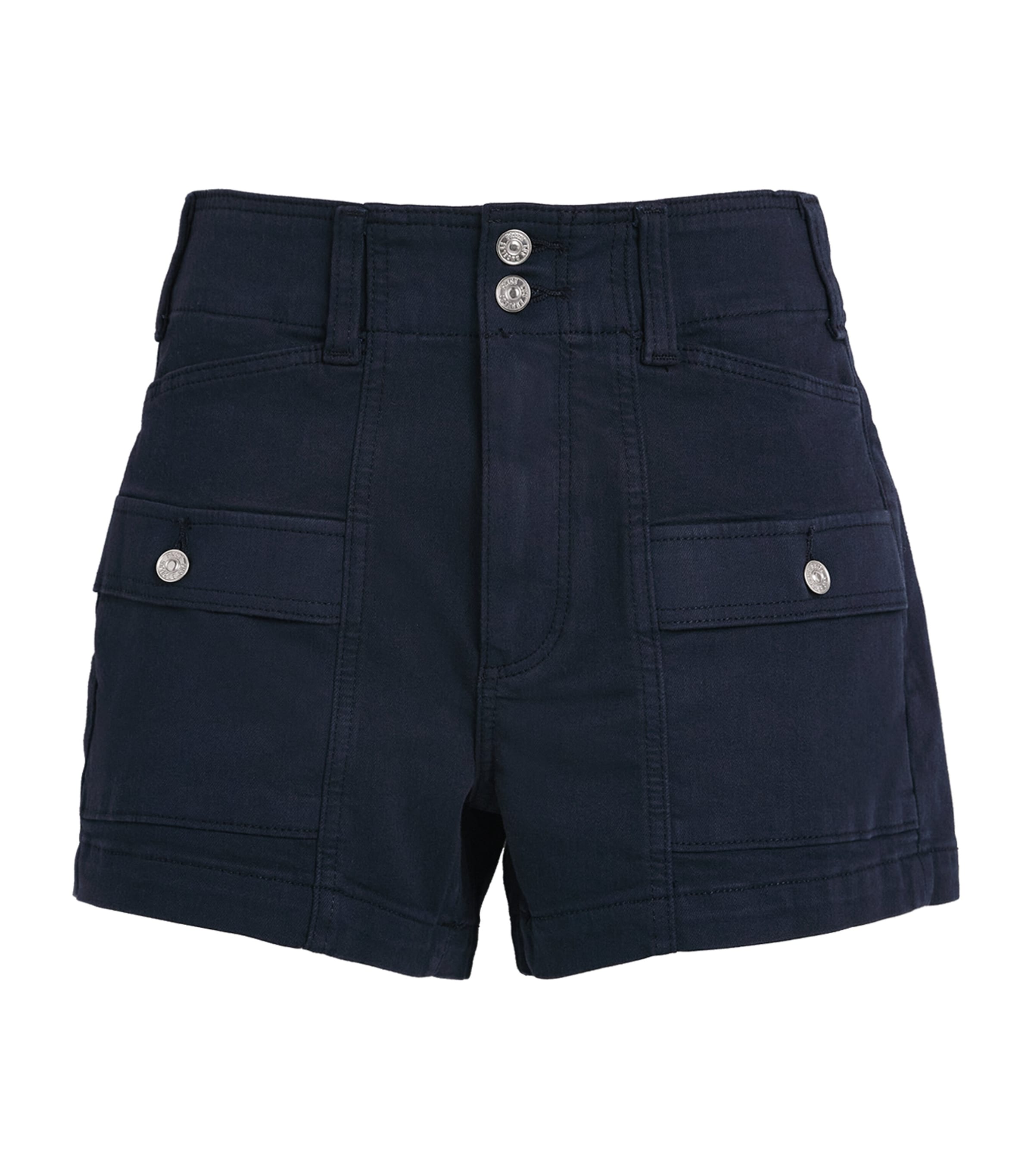 Paige Womens Olivia Patch-pocket Stretch-cotton Cargo Short Vintage Navy Seascape In Navy
