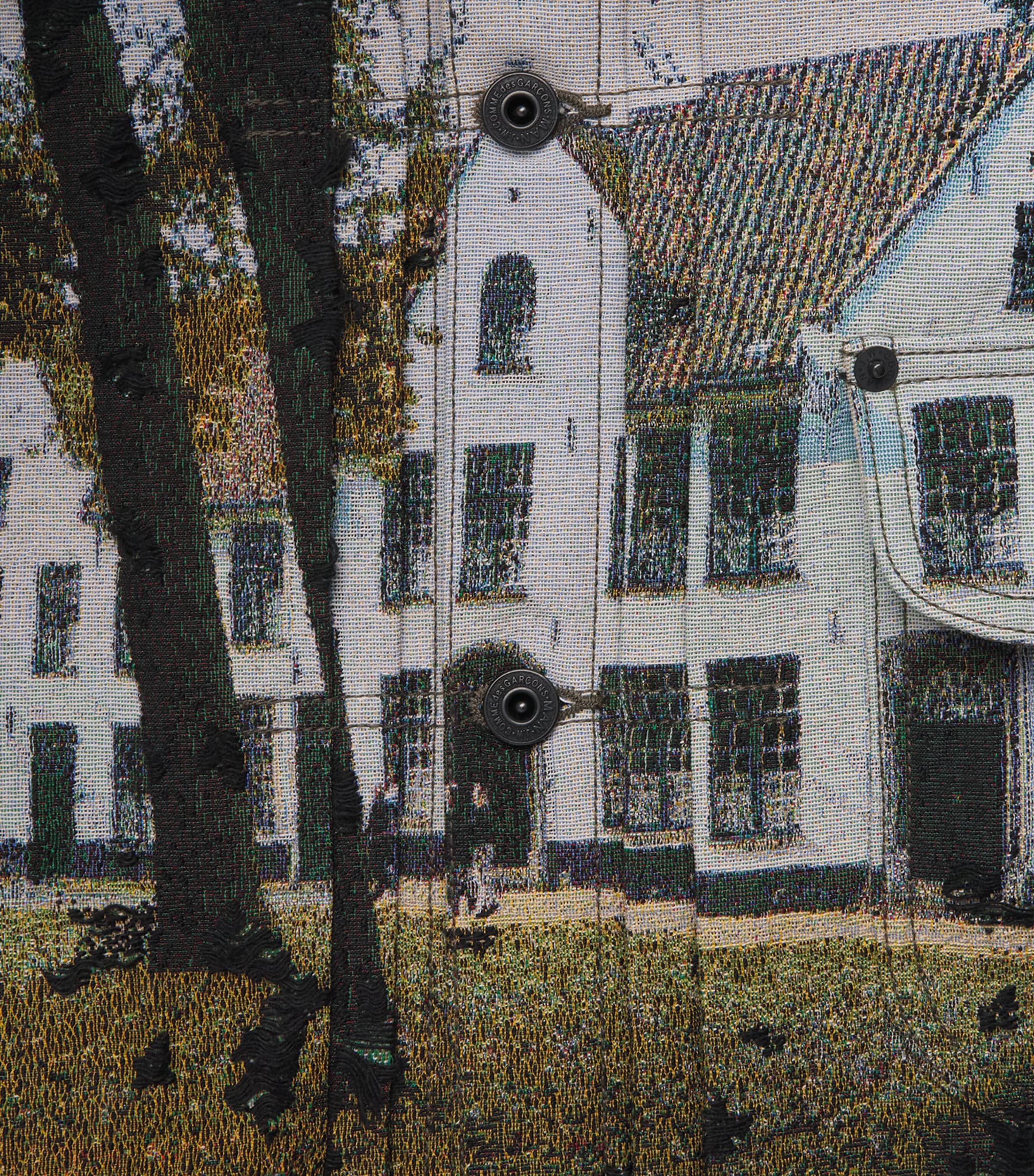 Junya Watanabe MAN Mens Distressed House Jacket Grn/bk/lgtblu Image 6