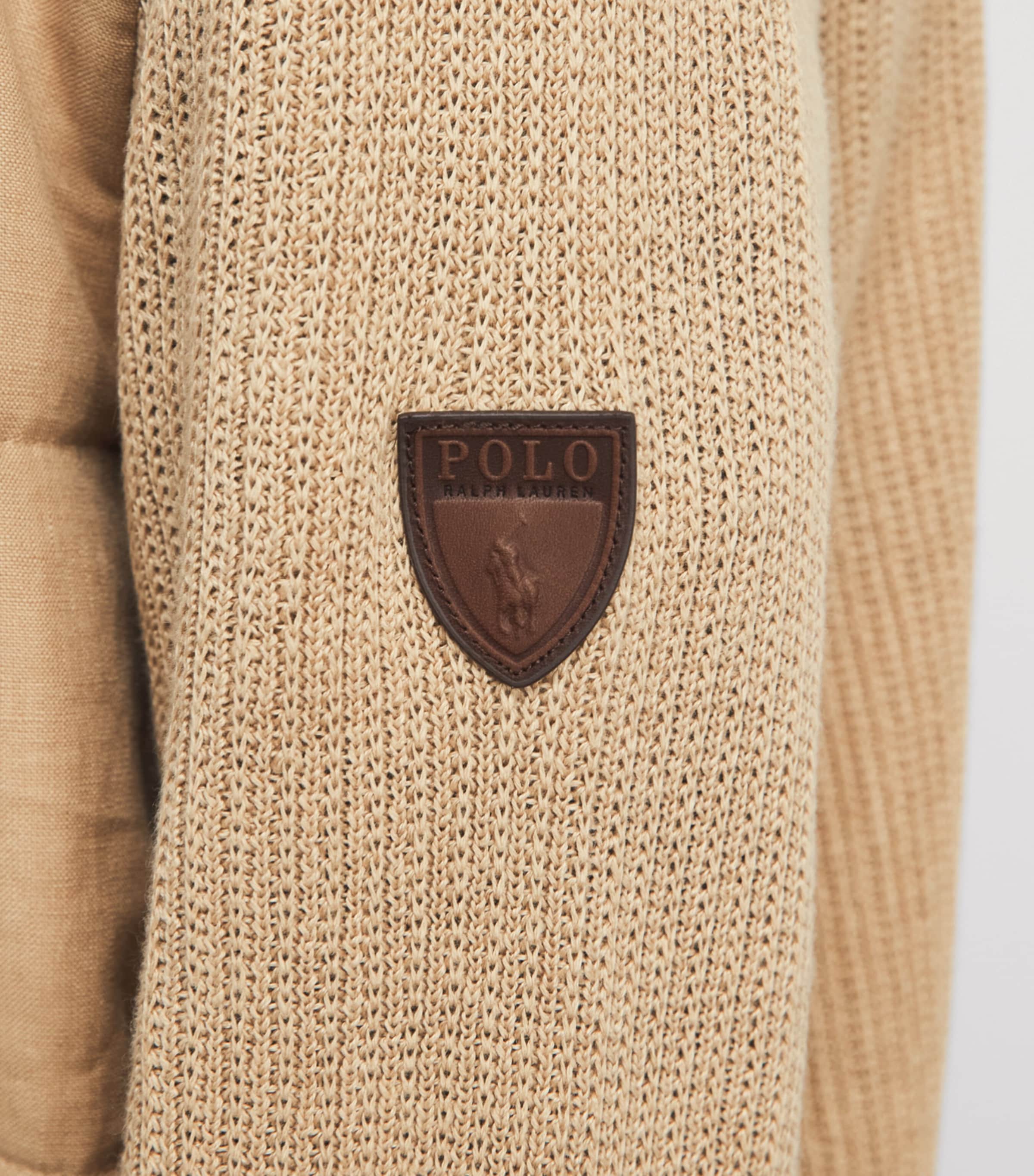Polo Ralph Lauren Mens Linen Hybrid Bomber Jacket Vintage Khaki Combo Image 3