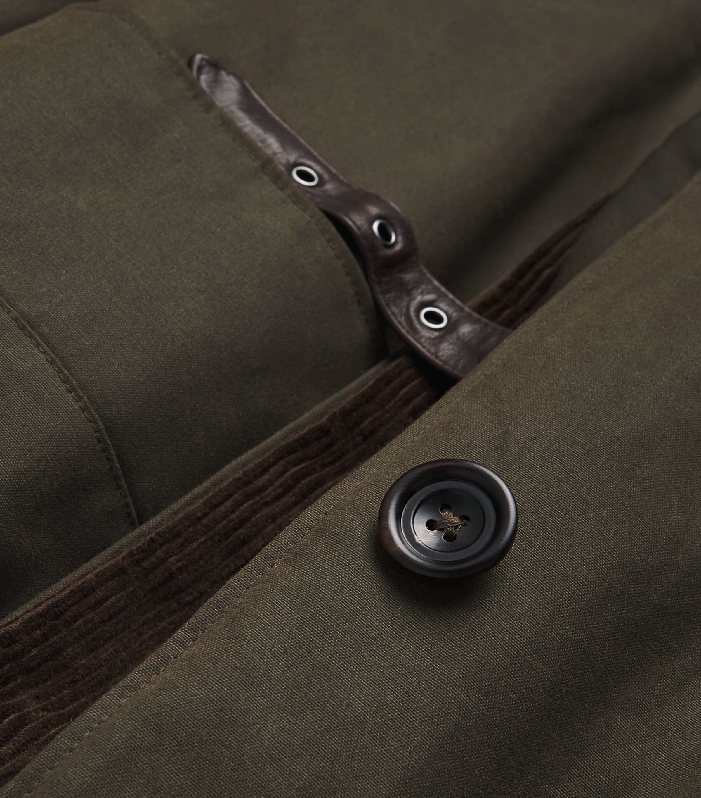 Oilcloth Belted Overcoat DARK GREEN Image 5