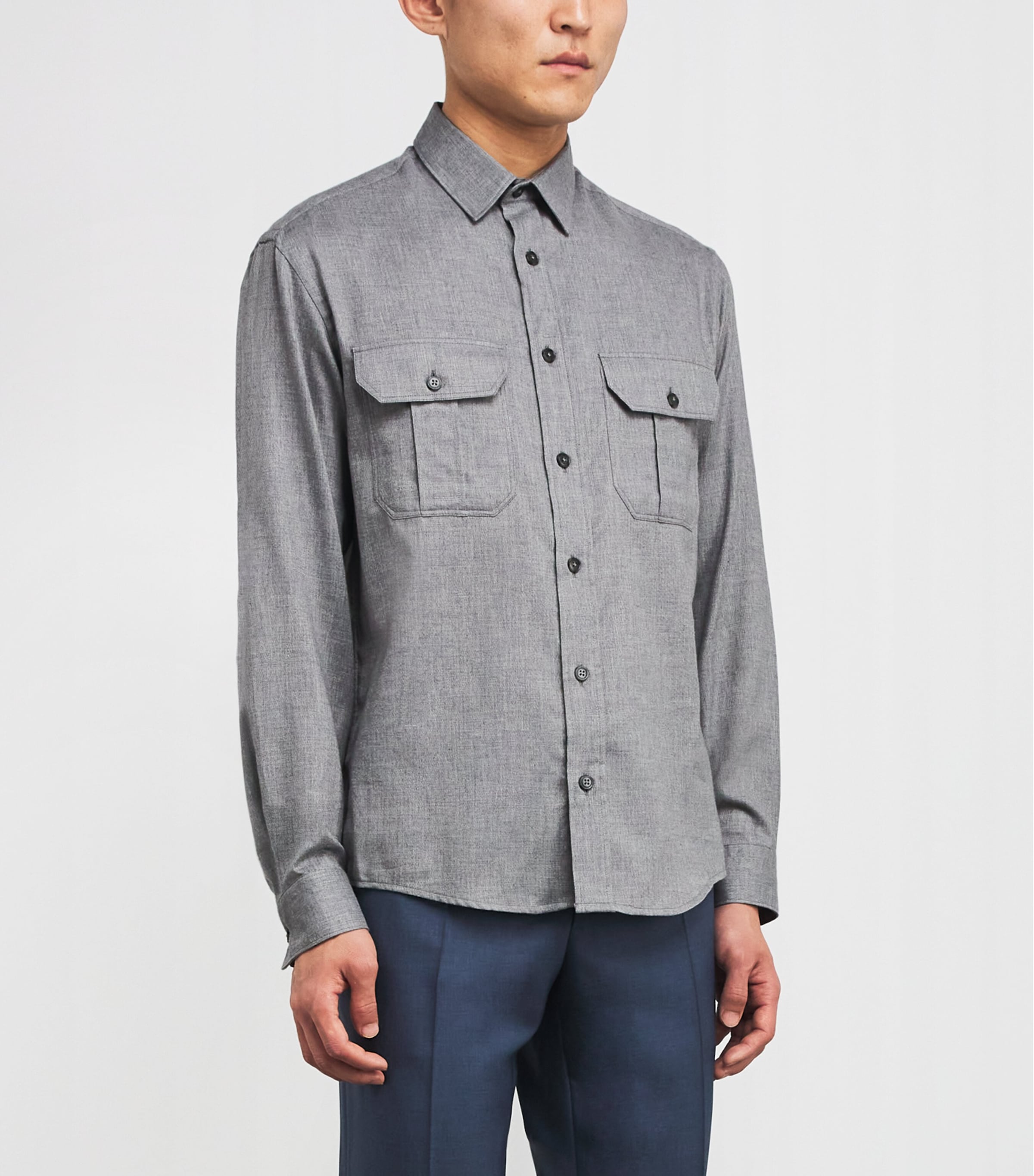 Cotton-Cashmere Chest-Pocket Shirt 201 Image 3