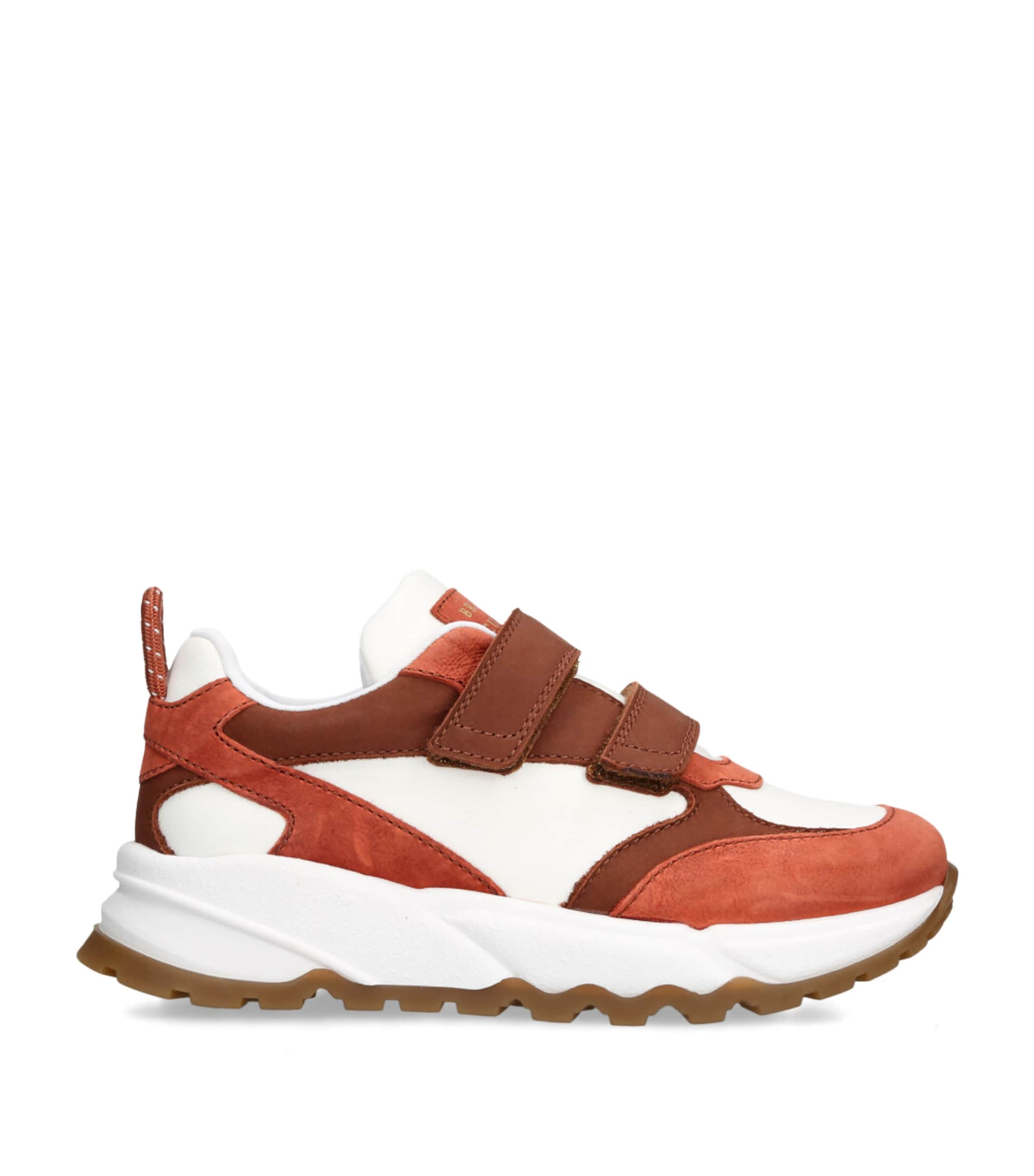 Brunello Cucinelli Kids Leather-Panel Velcro-Strap Sneakers White/red Image 1