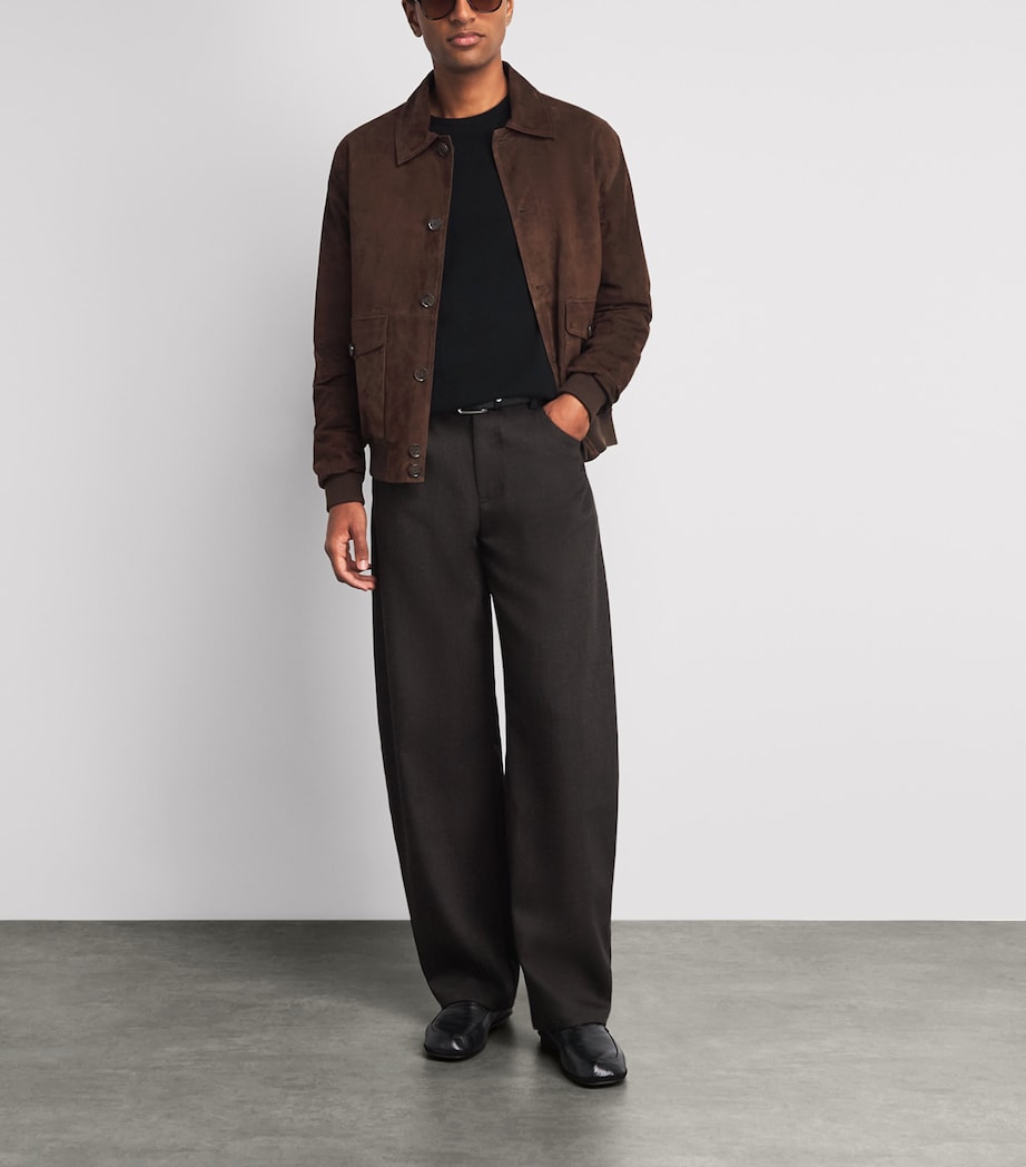 Arma Mens Lamb Suede Tomme Reversible Jacket Mud Brown Image 2