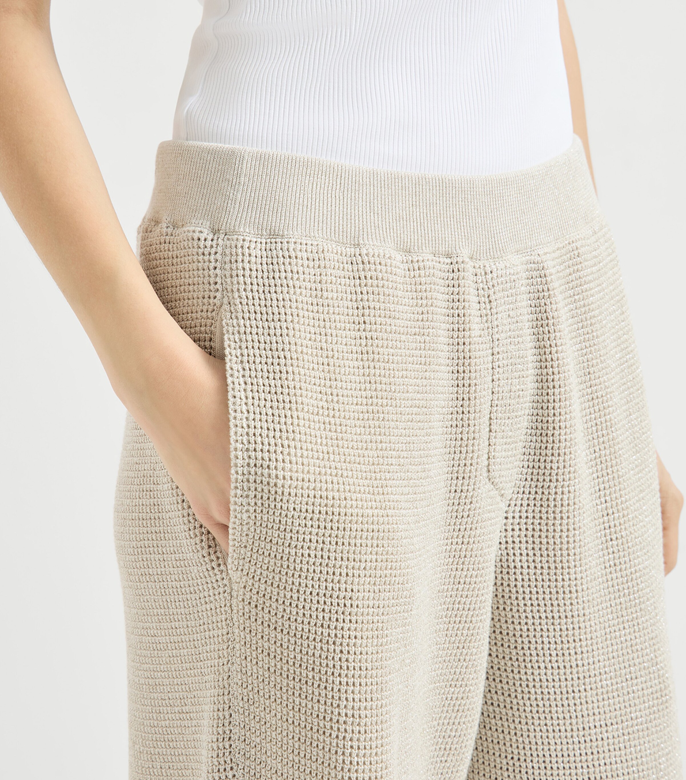 Brunello Cucinelli Womens Cotton-Blend Knitted Trousers Image 6