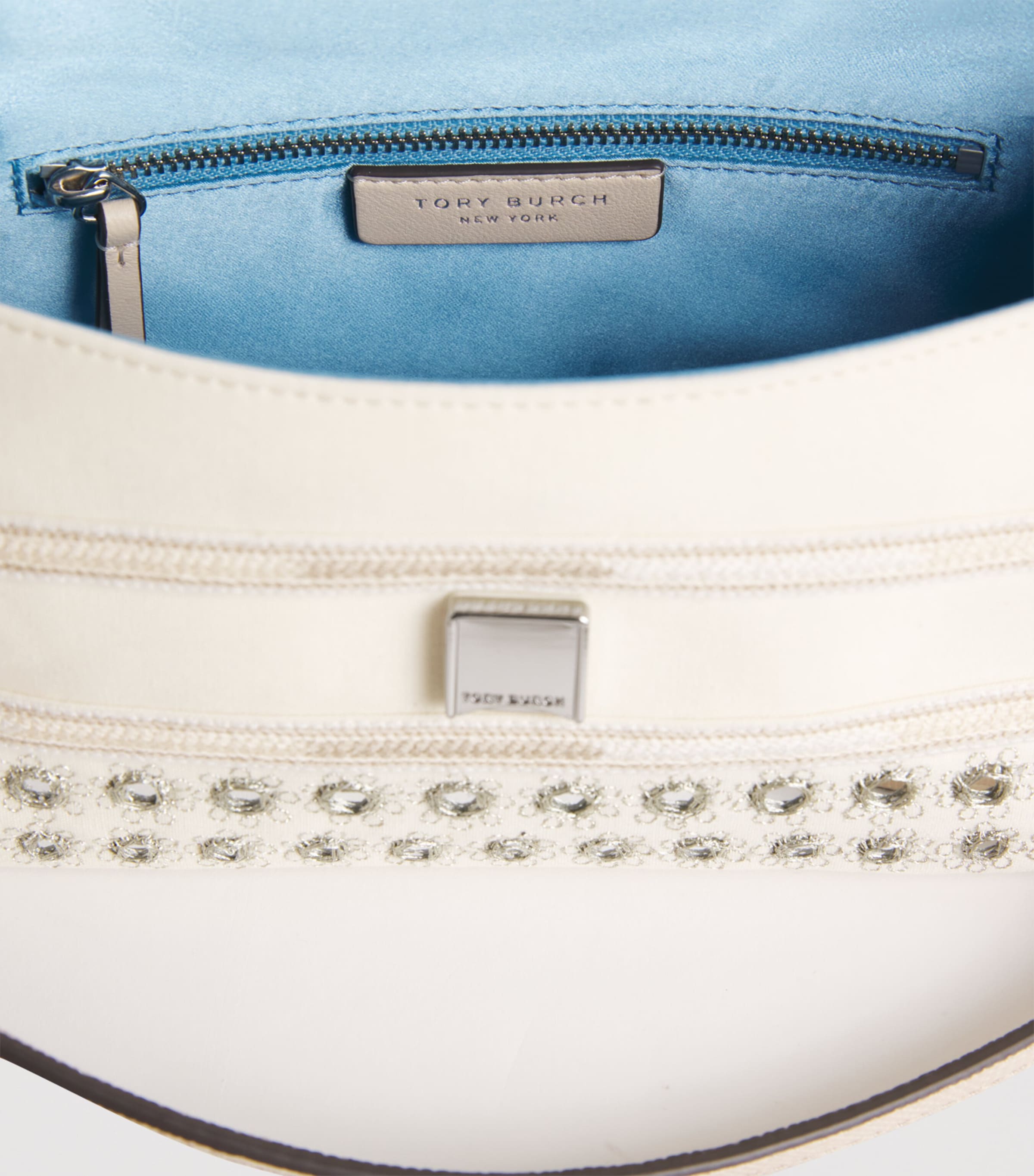 Tory Burch Small Embellished Charlie Shoulder Bag New Ivory Image 5