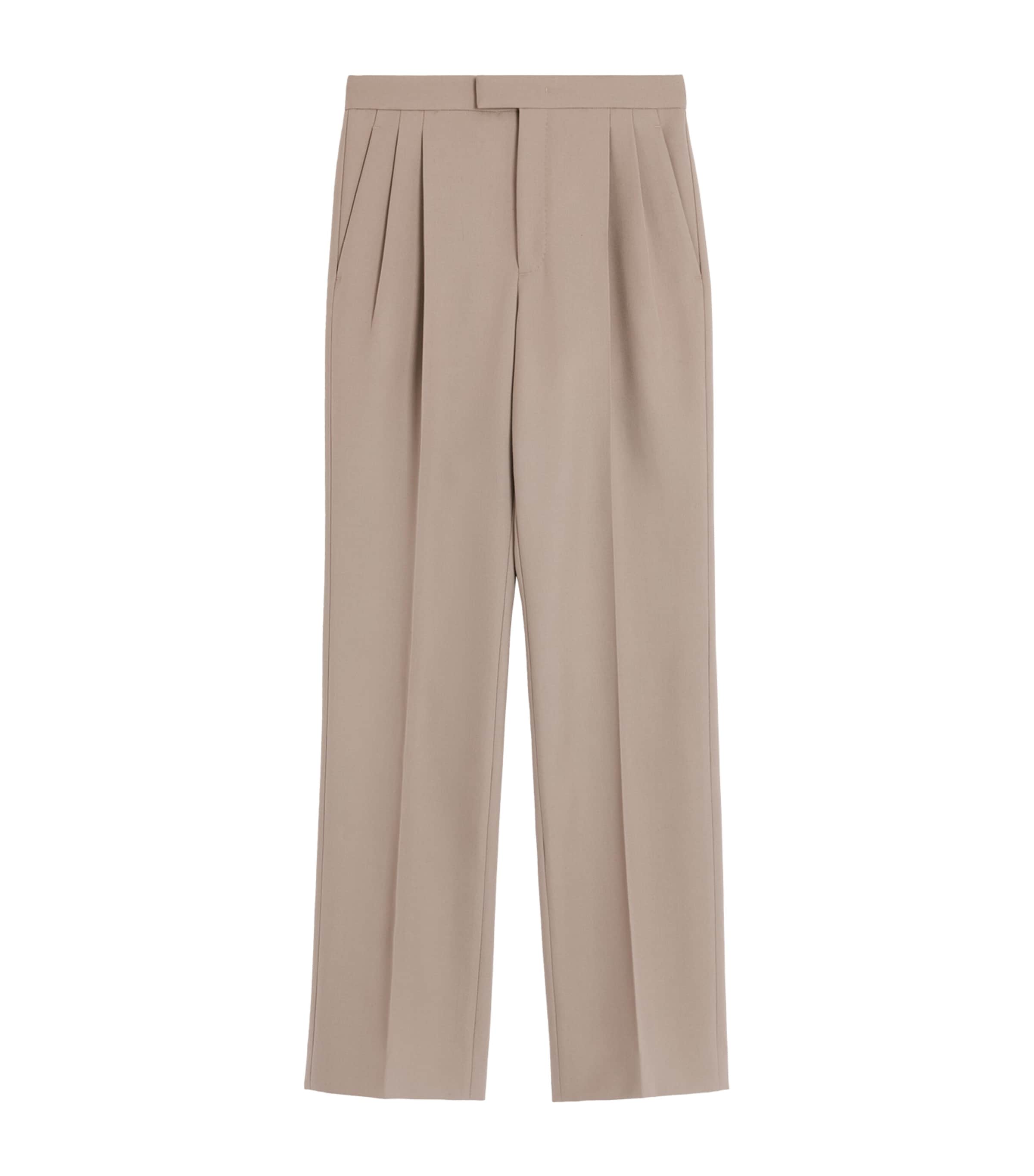 Valentino Wide-leg Pleated Wool-gabardine Trousers In Grey