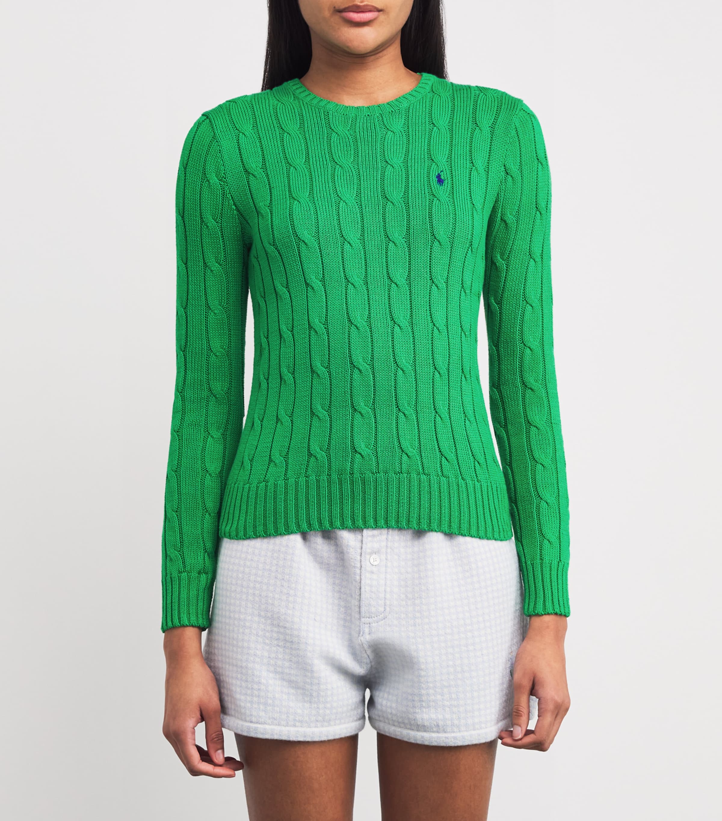 Polo Ralph Lauren Womens Cotton Cable-Knit Sweater Preppy Green Image 3