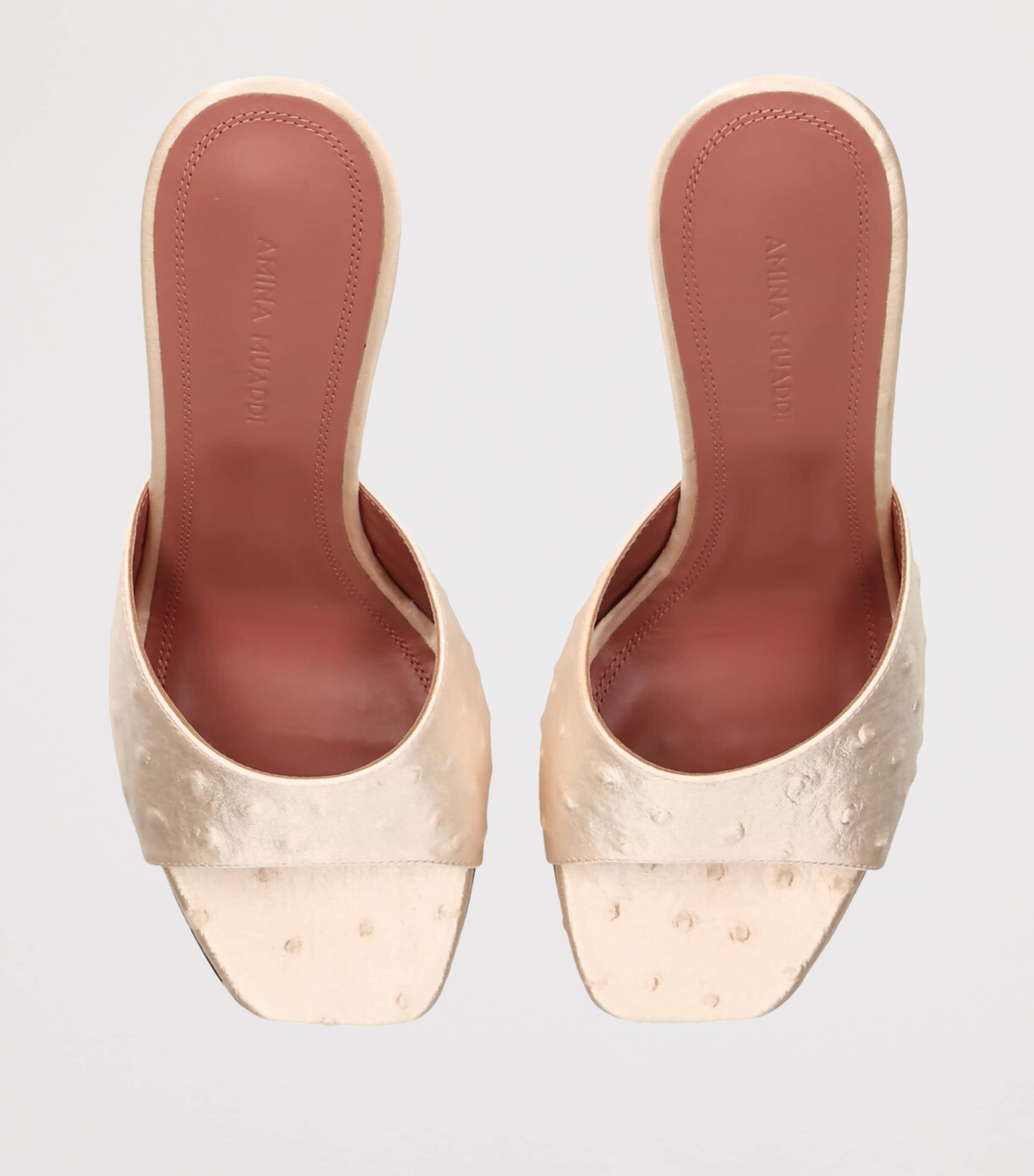 Amina Muaddi Satin Lupita Heeled Mules 95 Champagne Image 4