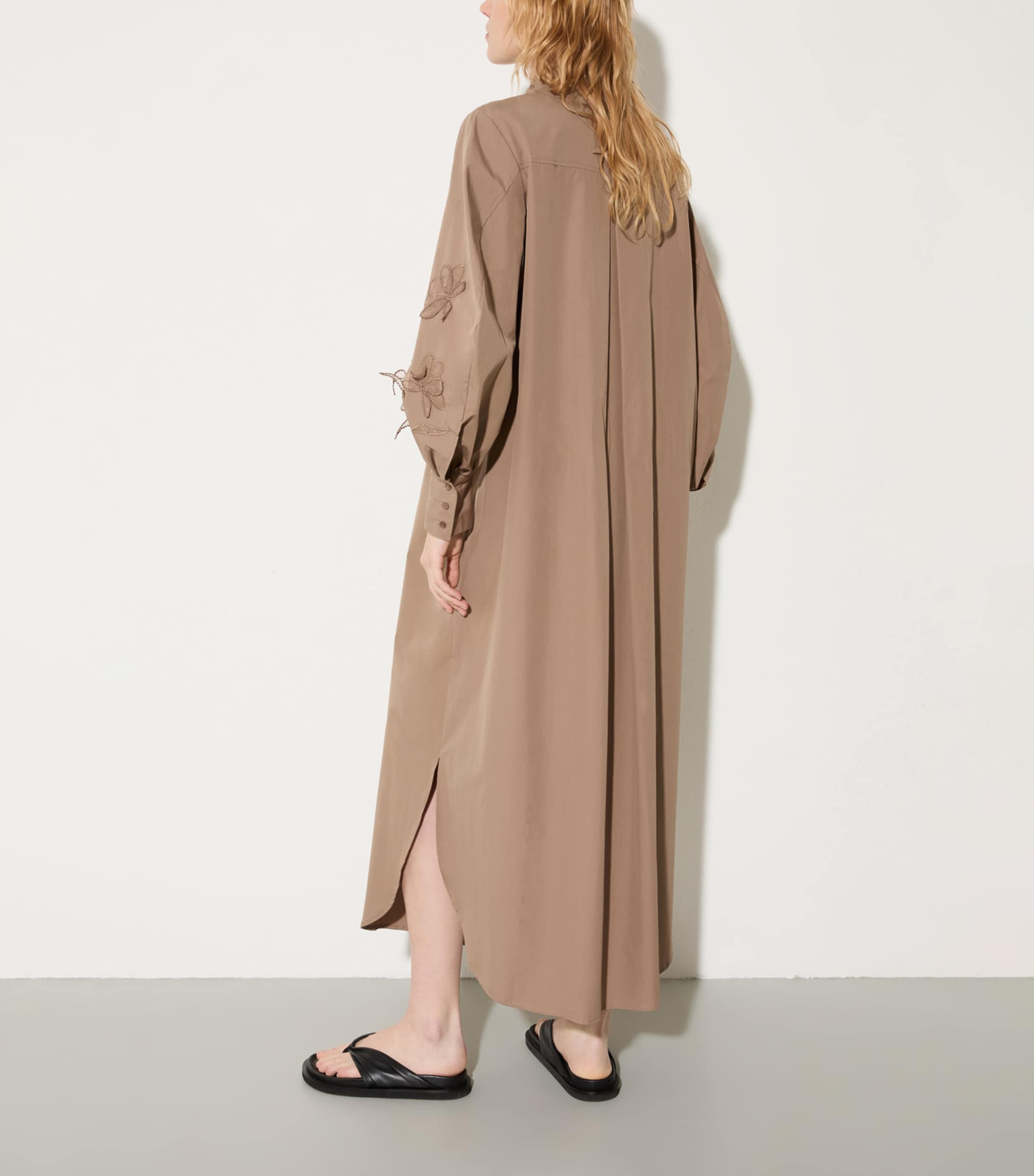 Cotton Appliqué Midi Dress COCOA Image 3