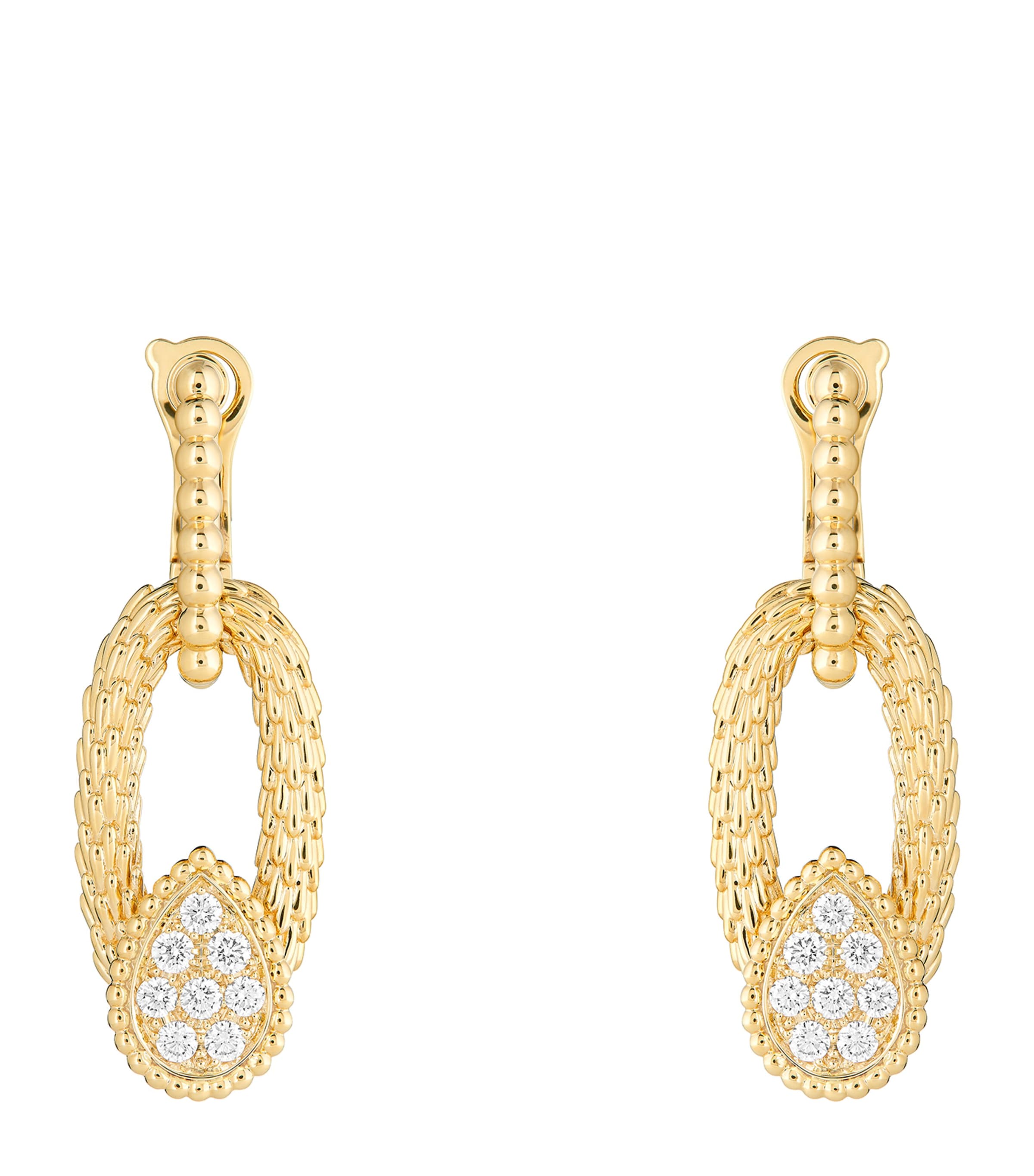 Boucheron Yellow Gold And Diamond Serpent Bohème Vintage Drop Earrings In Gold