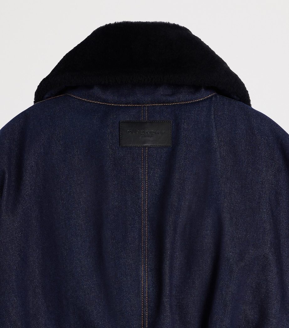 Givenchy Womens Shearling-Collar Denim Blouson Jacket Image 8