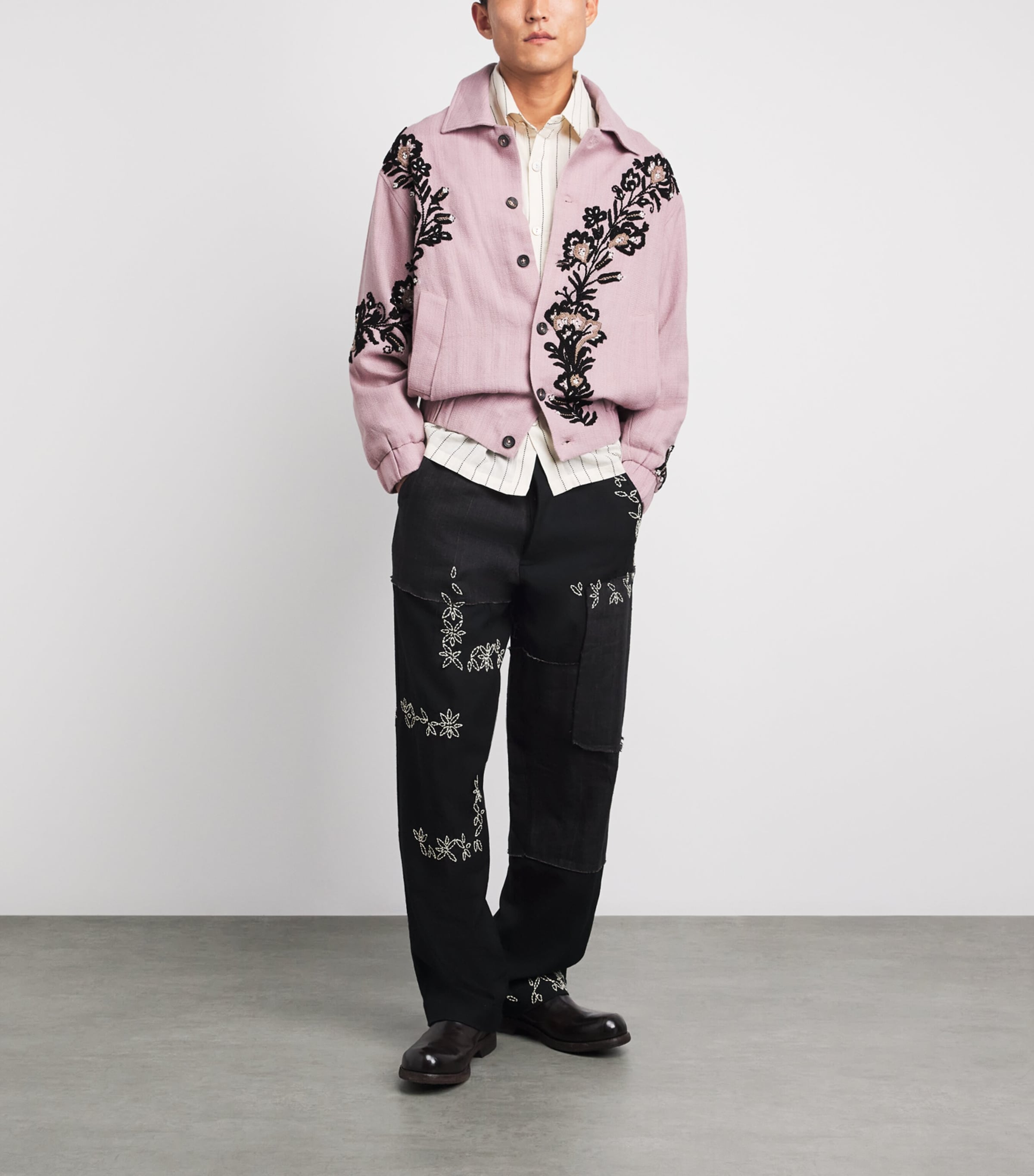 Kartik Research Pink Wool Embroidered Almora Jacket | Harrods US