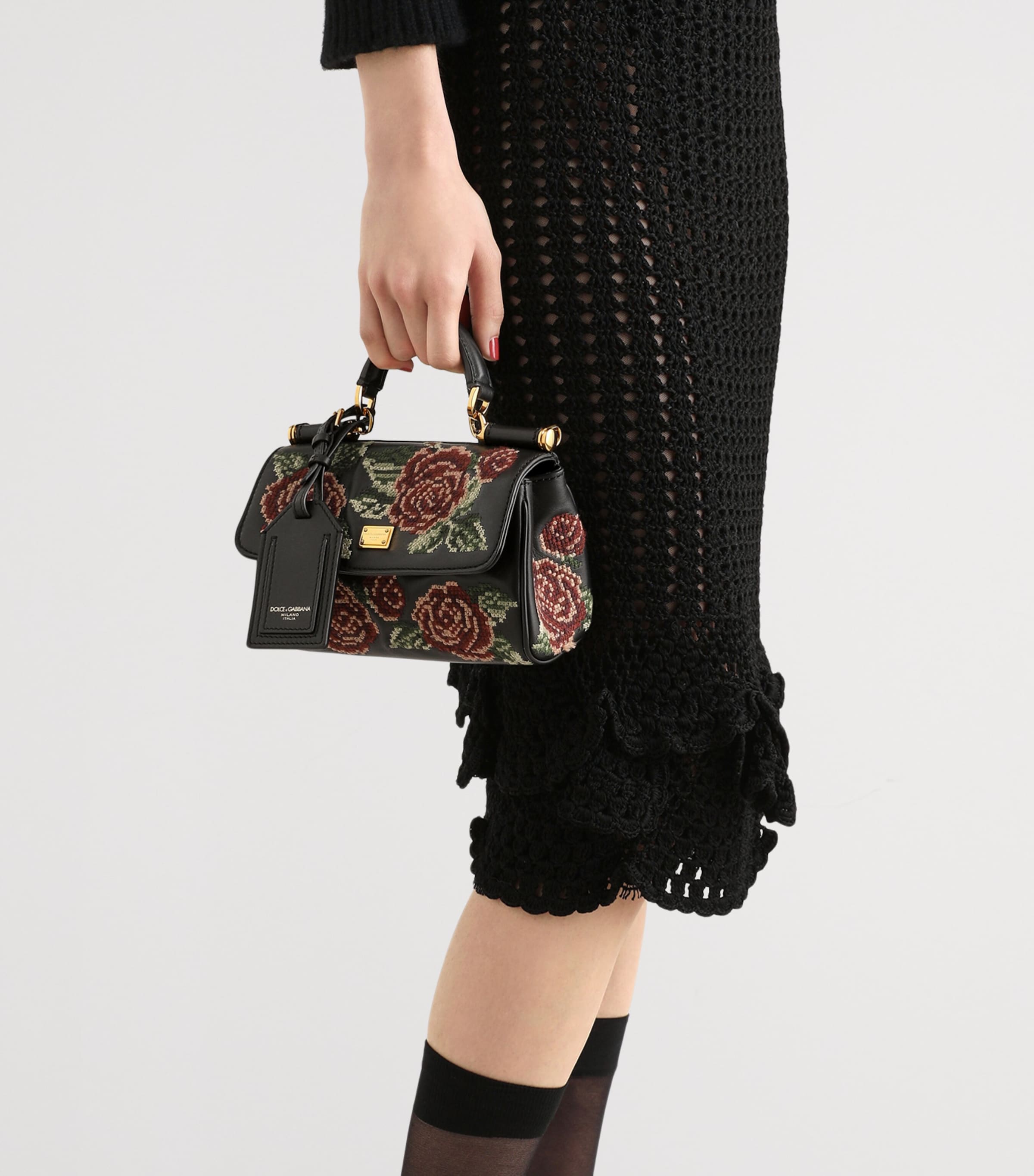 Dolce&Gabbana Mini Leather Embroidered My Sicily Top-Handle Bag Multicolor Image 3
