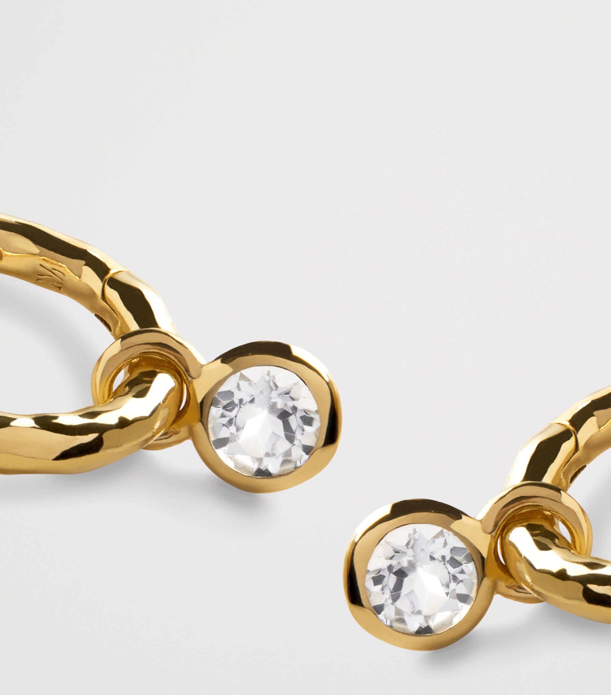 Monica Vinader Mini Gold Vermeil and White Topaz Gemstone Huggie Earrings Gold Vermeil Image 2