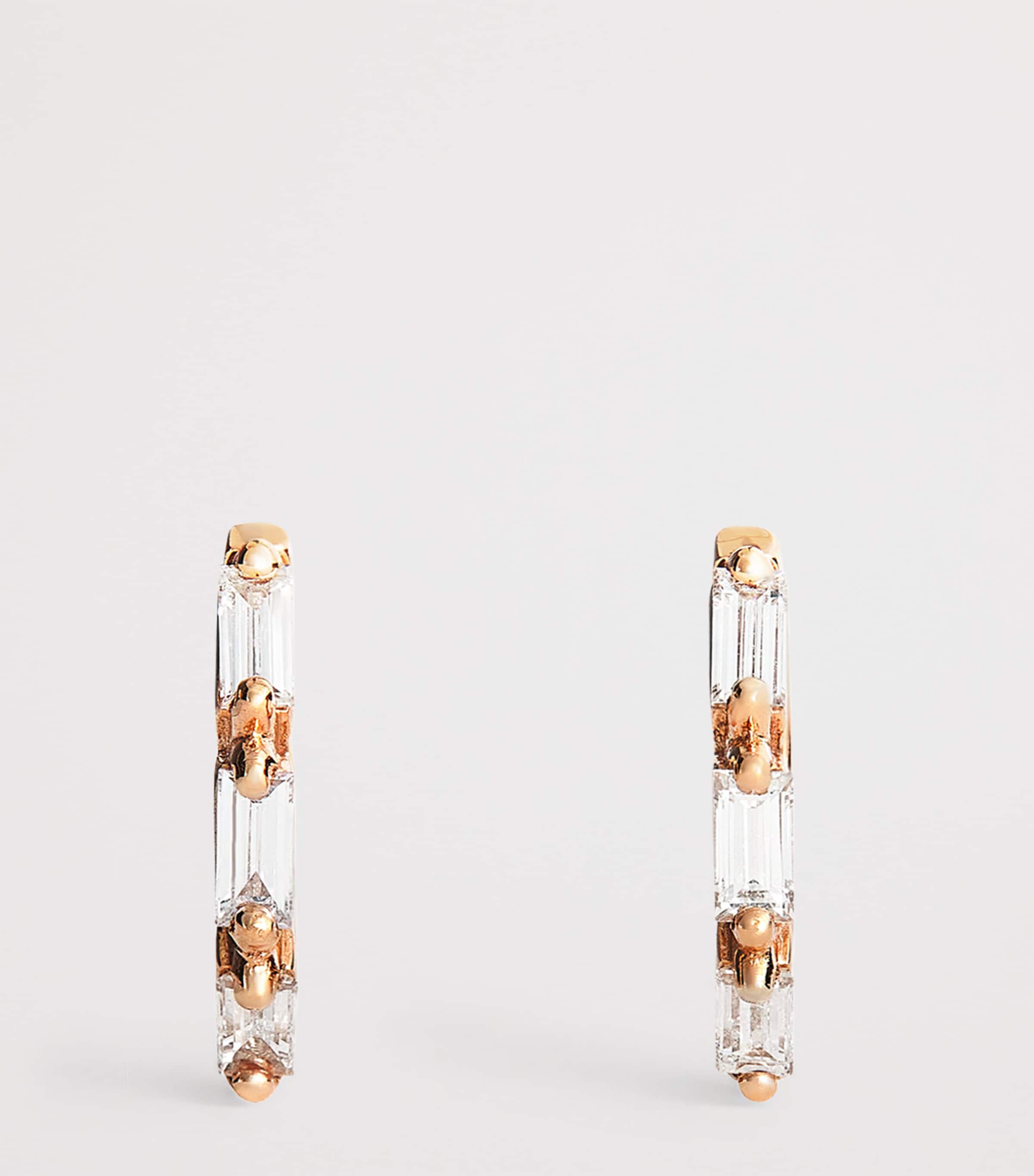 Suzanne Kalan Rose Gold and Diamond Bold Triple Huggie Earrings Rg/wd Image 3