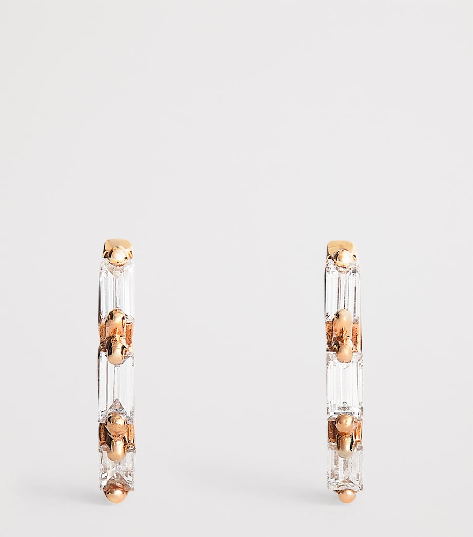 Suzanne Kalan Rose Gold and Diamond Bold Triple Huggie Earrings Rg/wd Image 3