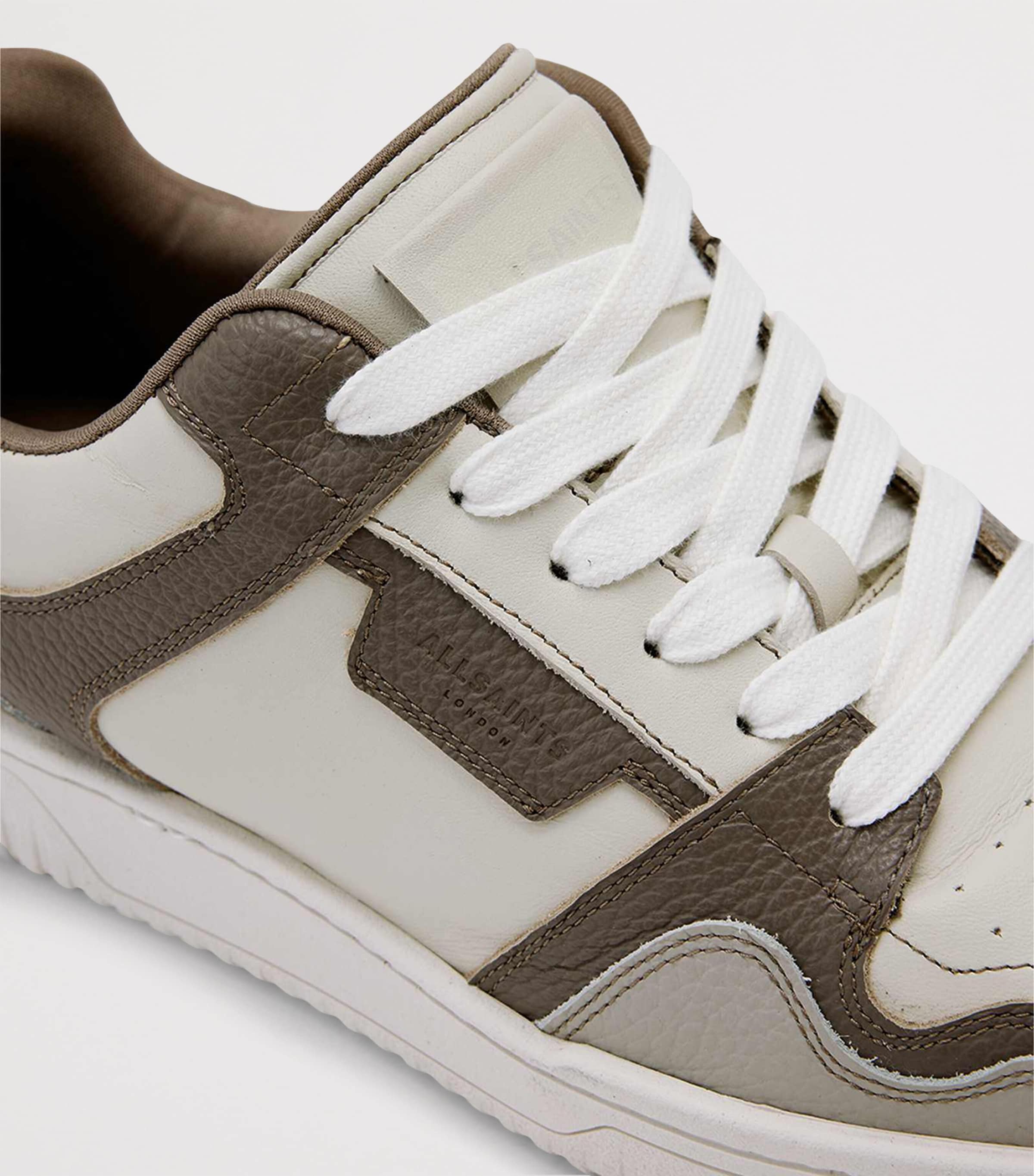 AllSaints Leather Regan Plus Low-Top Trainers Grey/off White Image 6