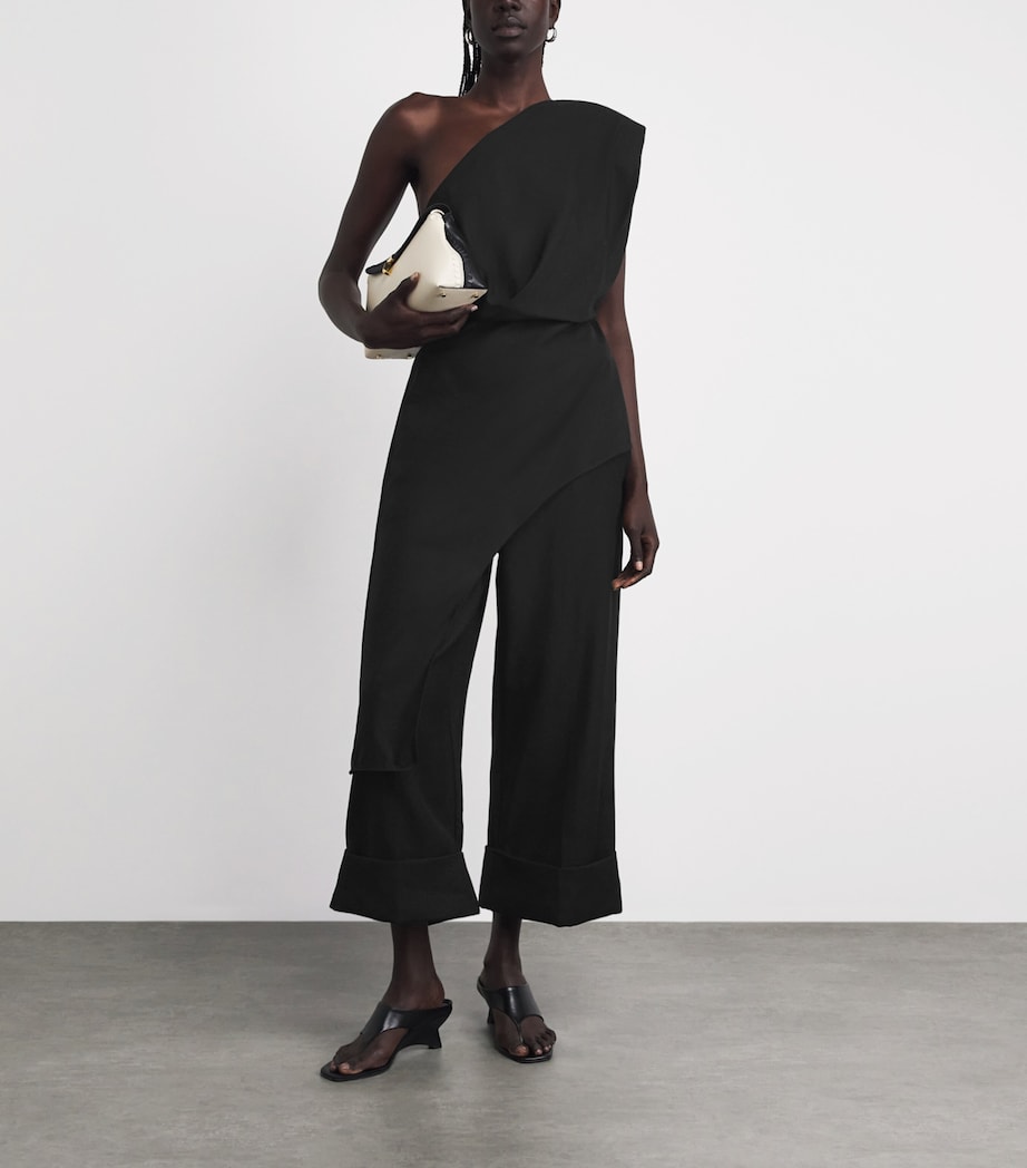 CAMILLA AND MARC Womens Virgin Wool One-Shoulder Ciran Top Dblk Black Image 2