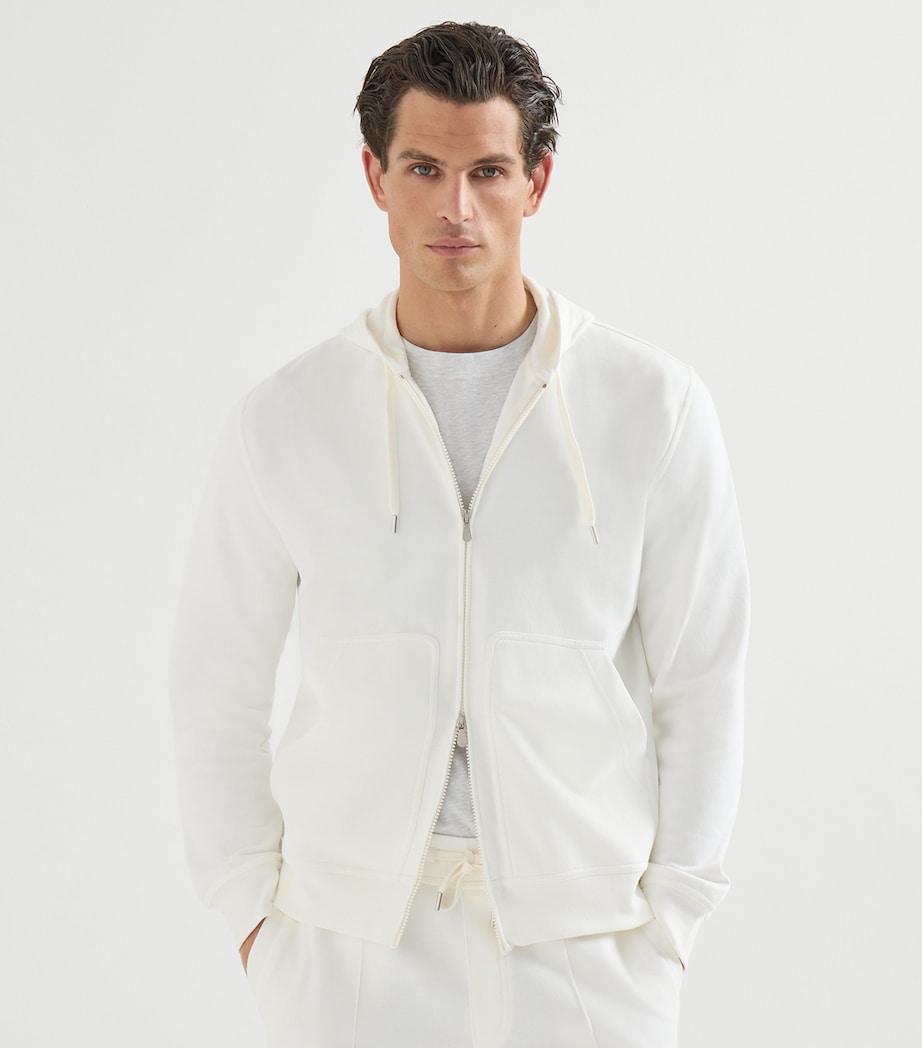 Brunello Cucinelli Mens Cotton-Blend Zip-Up Hoodie Image 2
