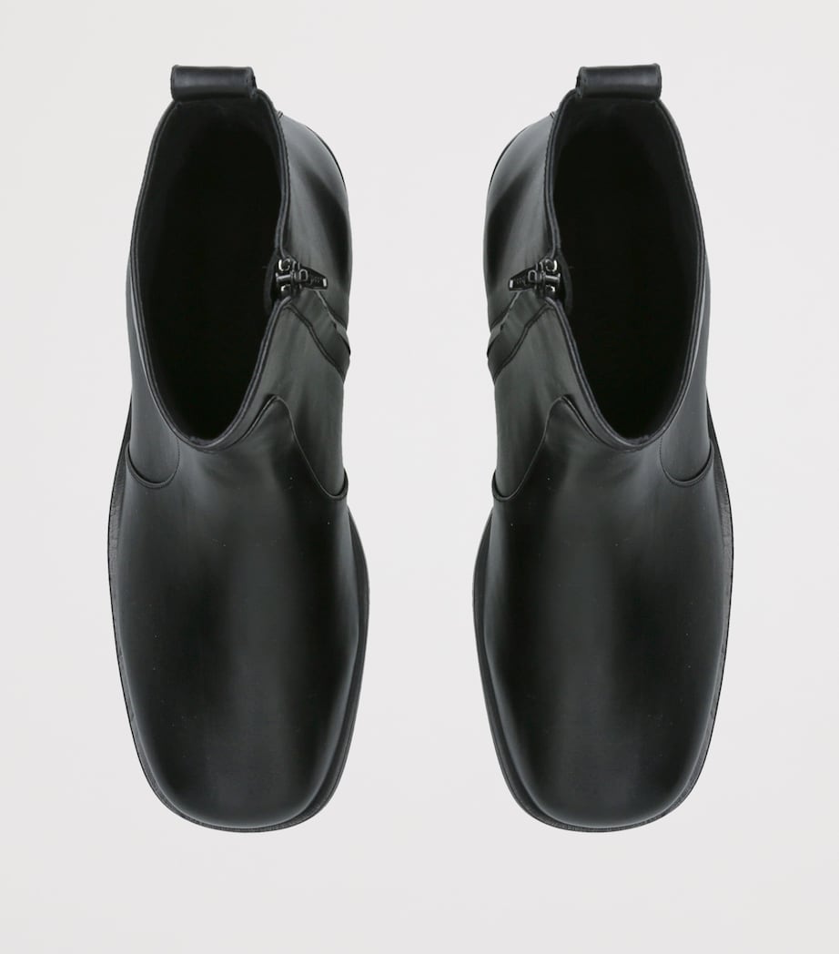 Studio Nicholson Leather Square-Toe Ankle Boots Black Image 3