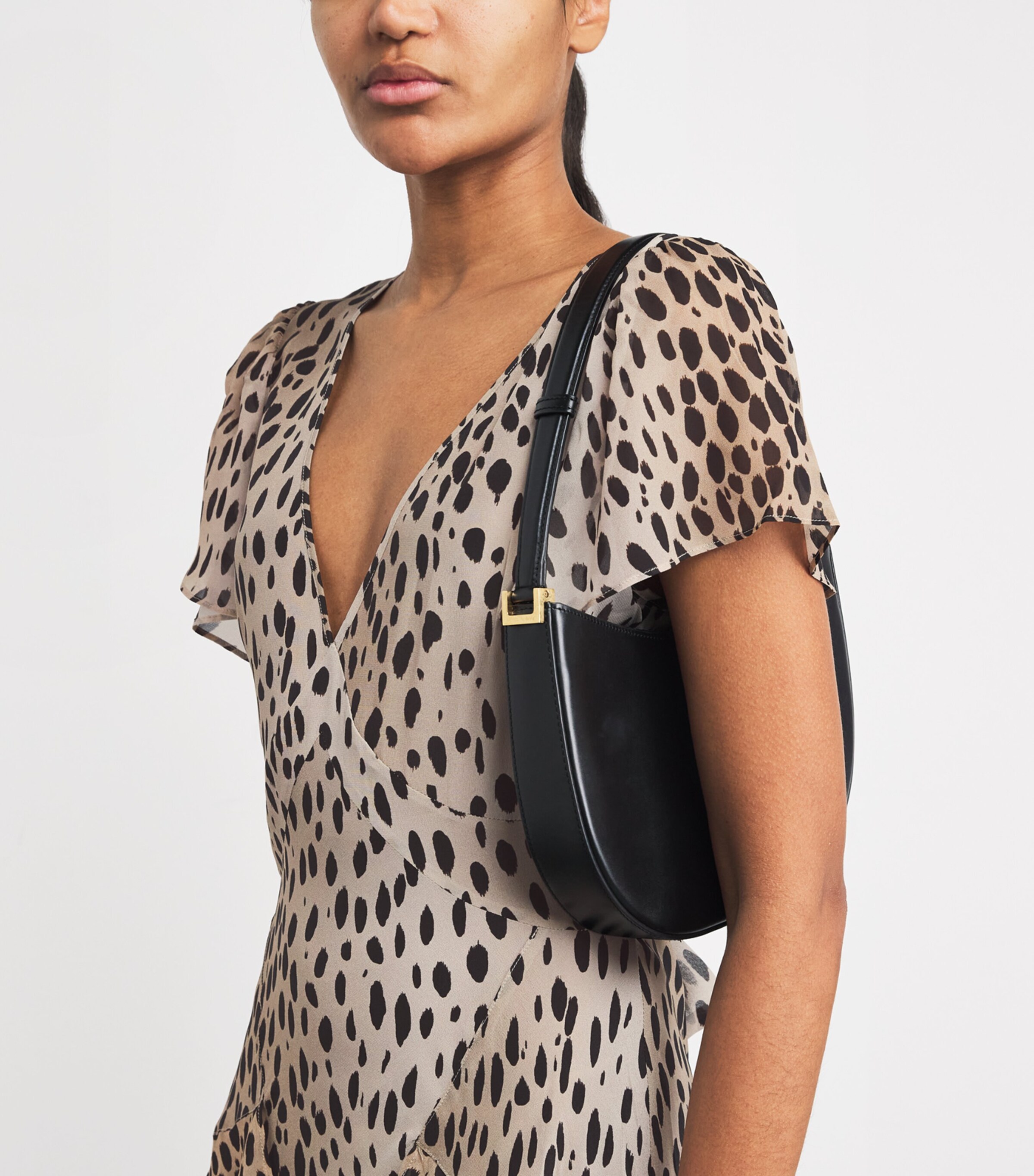 Silk Leopard Evie Midi Dress ANTELOPE SPOT BLACK Image 6