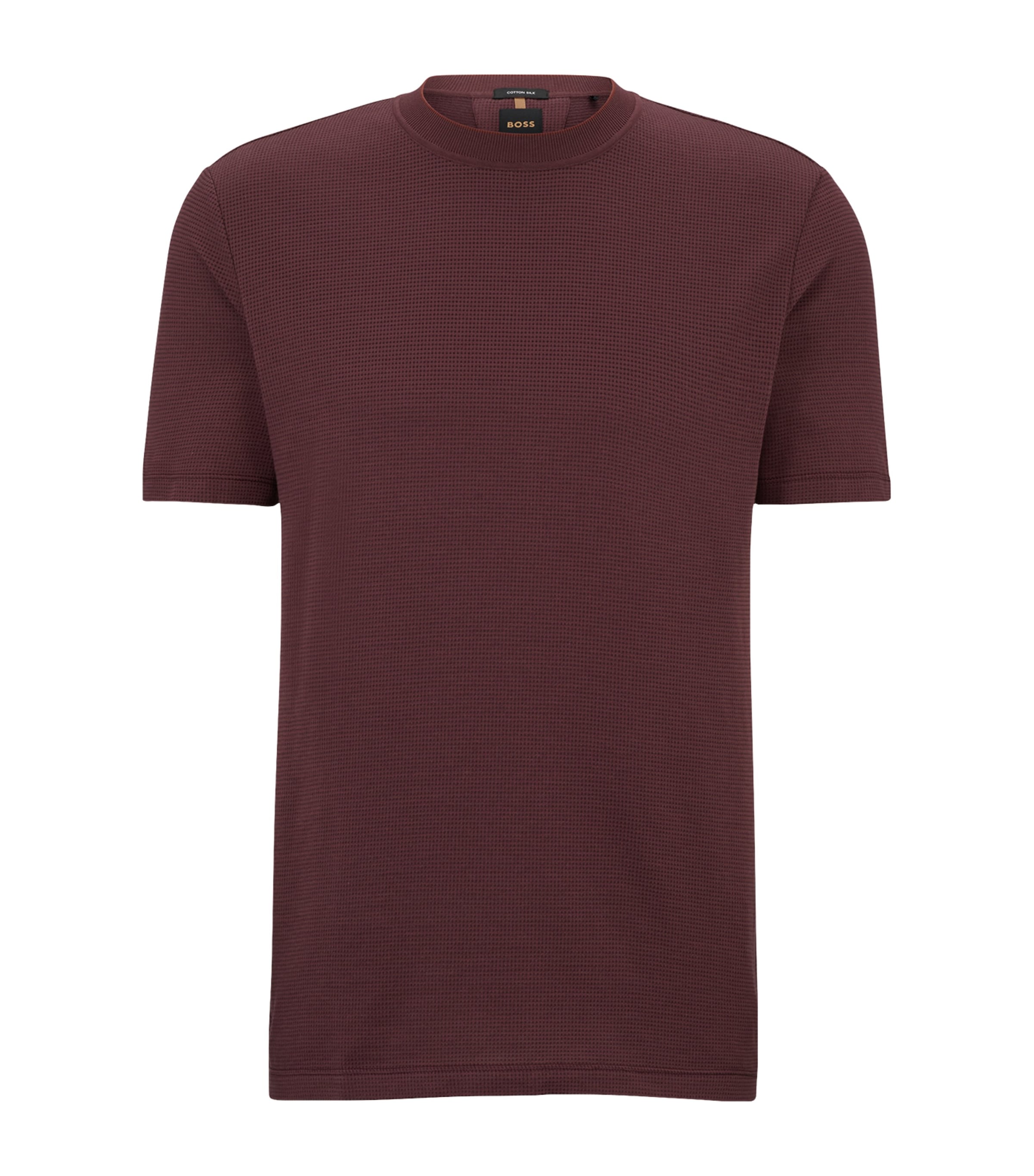 Hugo Boss Cotton-silk Textured T-shirt In Red