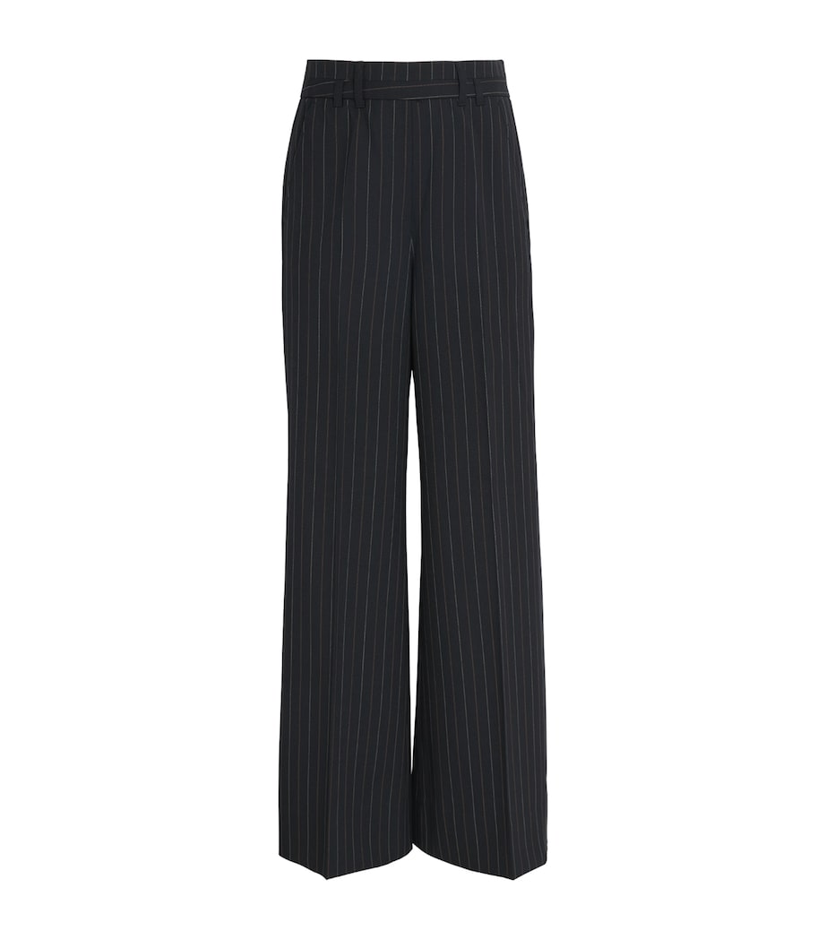 ME+EM Womens Pinstripe Wide-Leg Trousers Black Image 1
